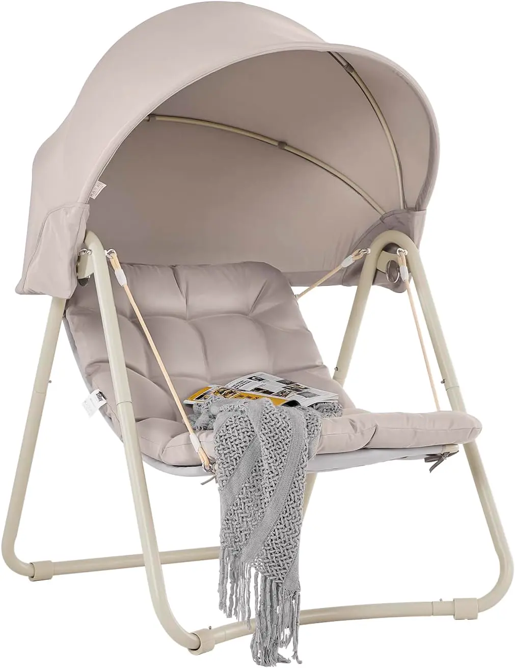 SoBuy Fauteuil à Bascule Fauteuil Relax avec Parasol Ajustable pour