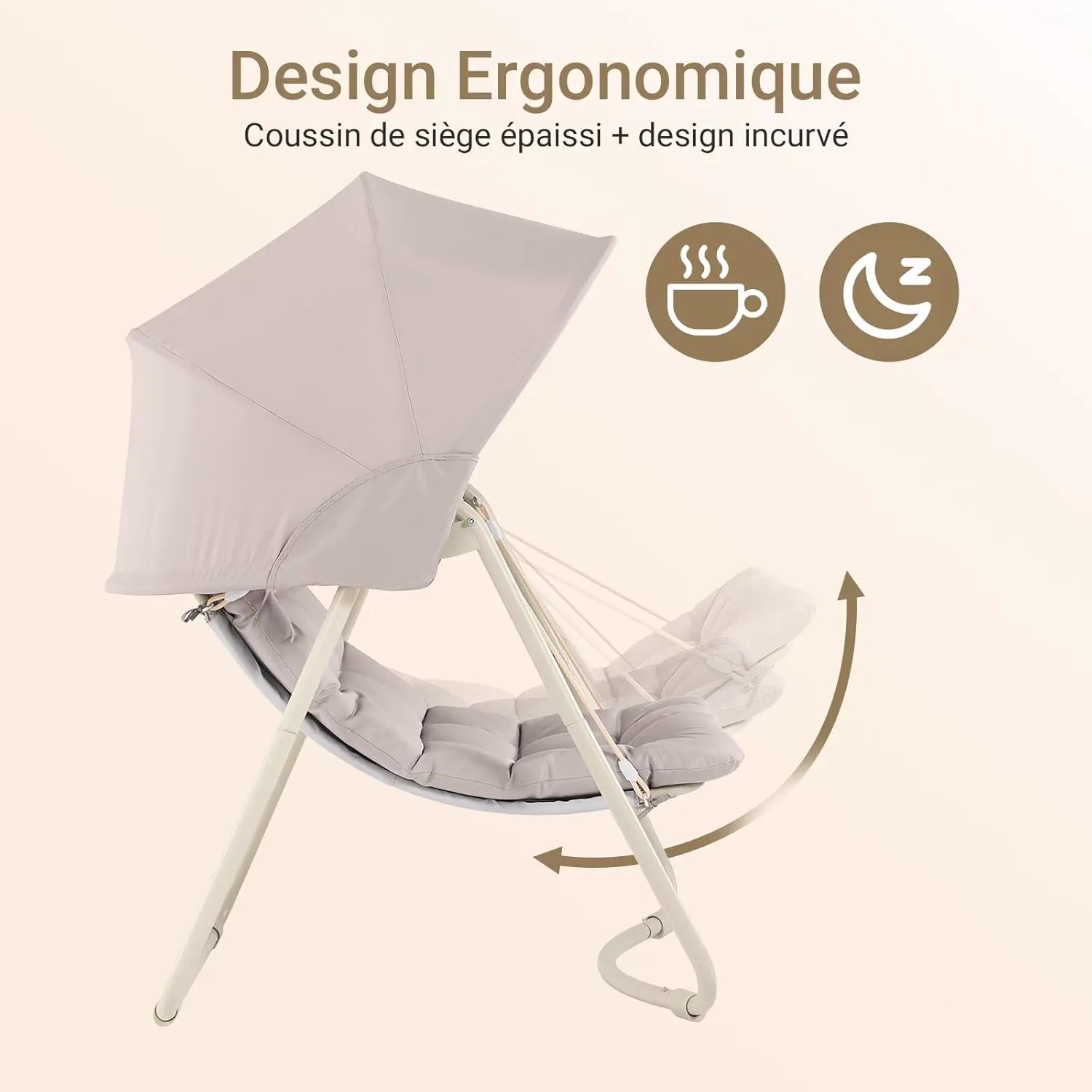 Fauteuils suspendus en métal beige vue 2