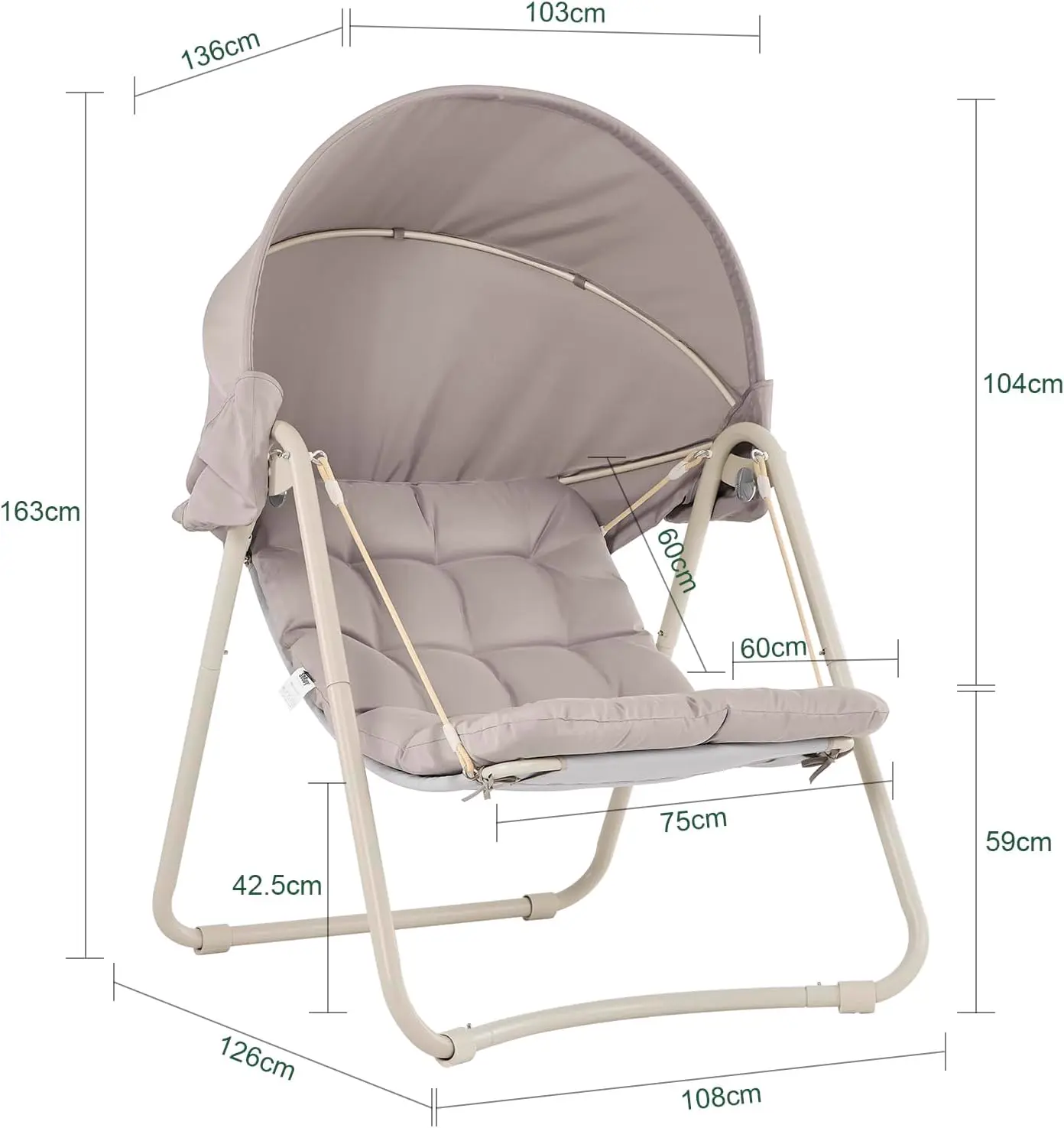 Fauteuils suspendus en métal beige vue 6
