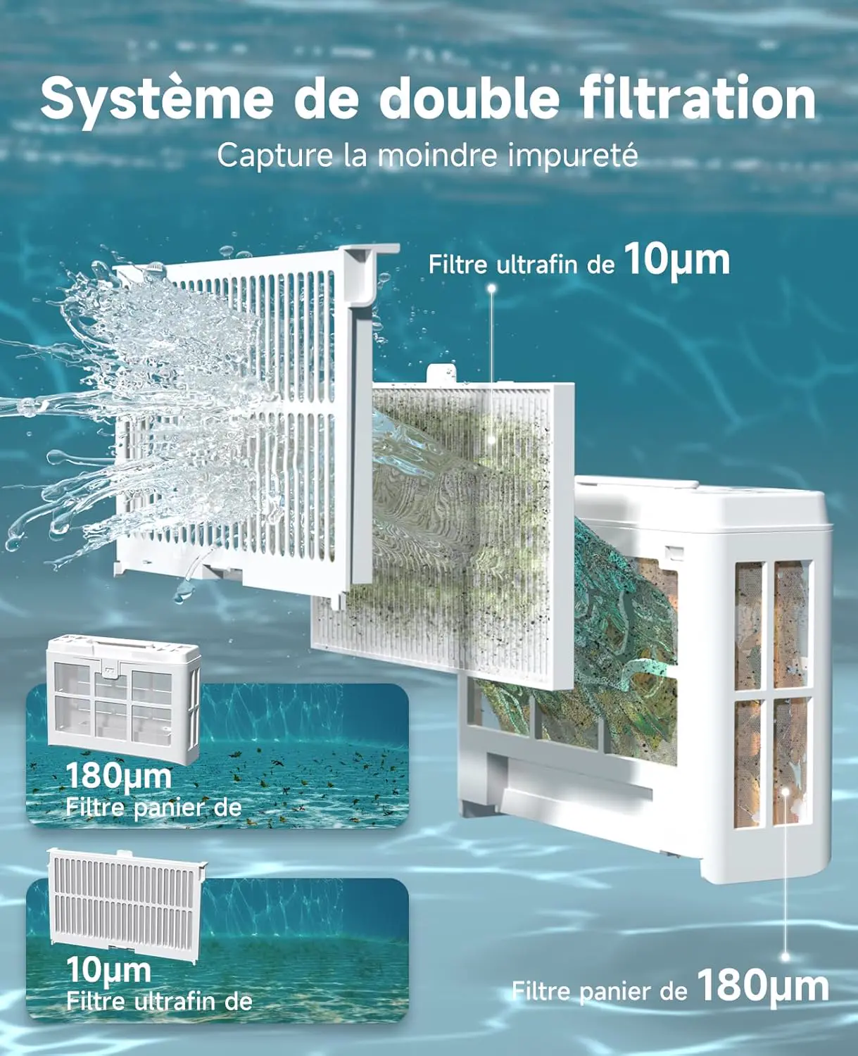 Robot piscine noir vue 3