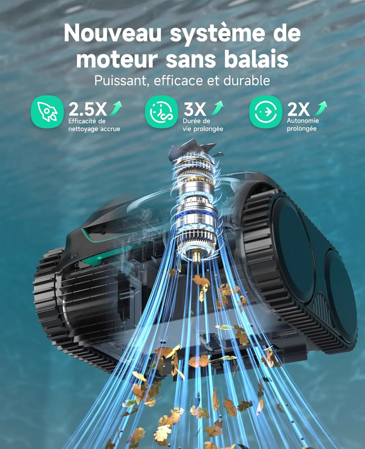 Robot piscine noir vue 5
