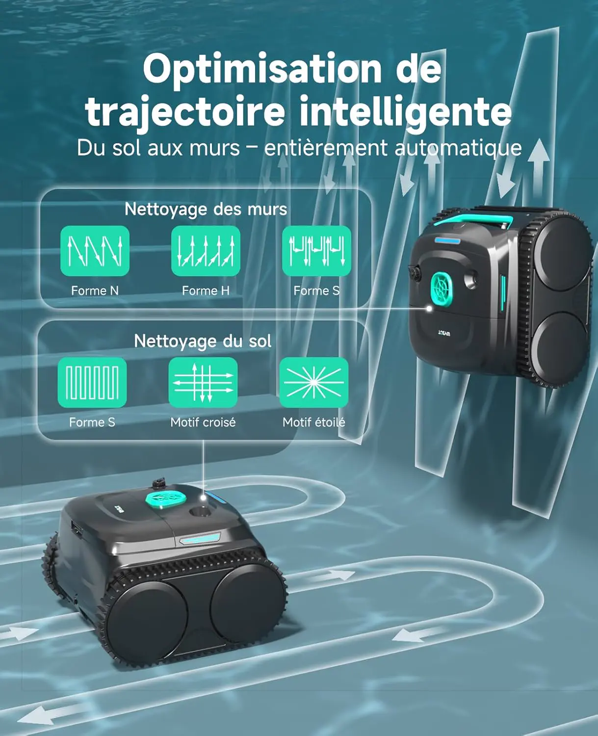 Robot piscine noir vue 6