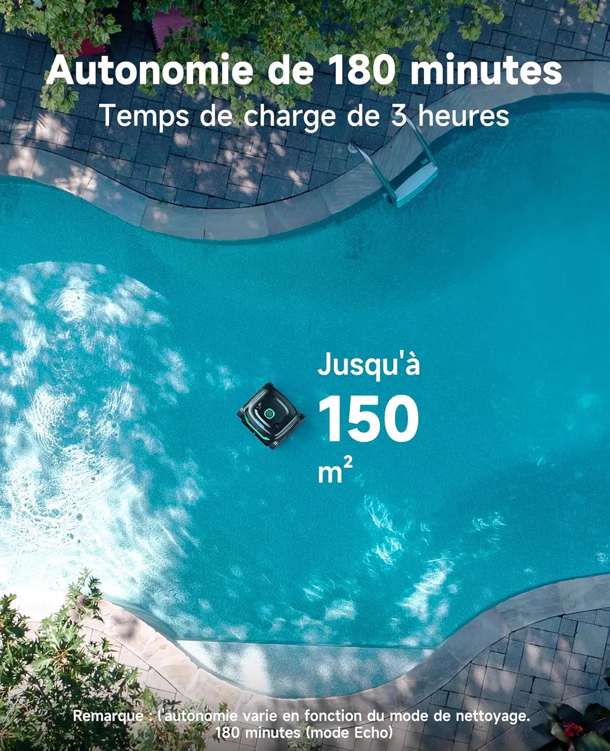 Robot piscine noir vue 7
