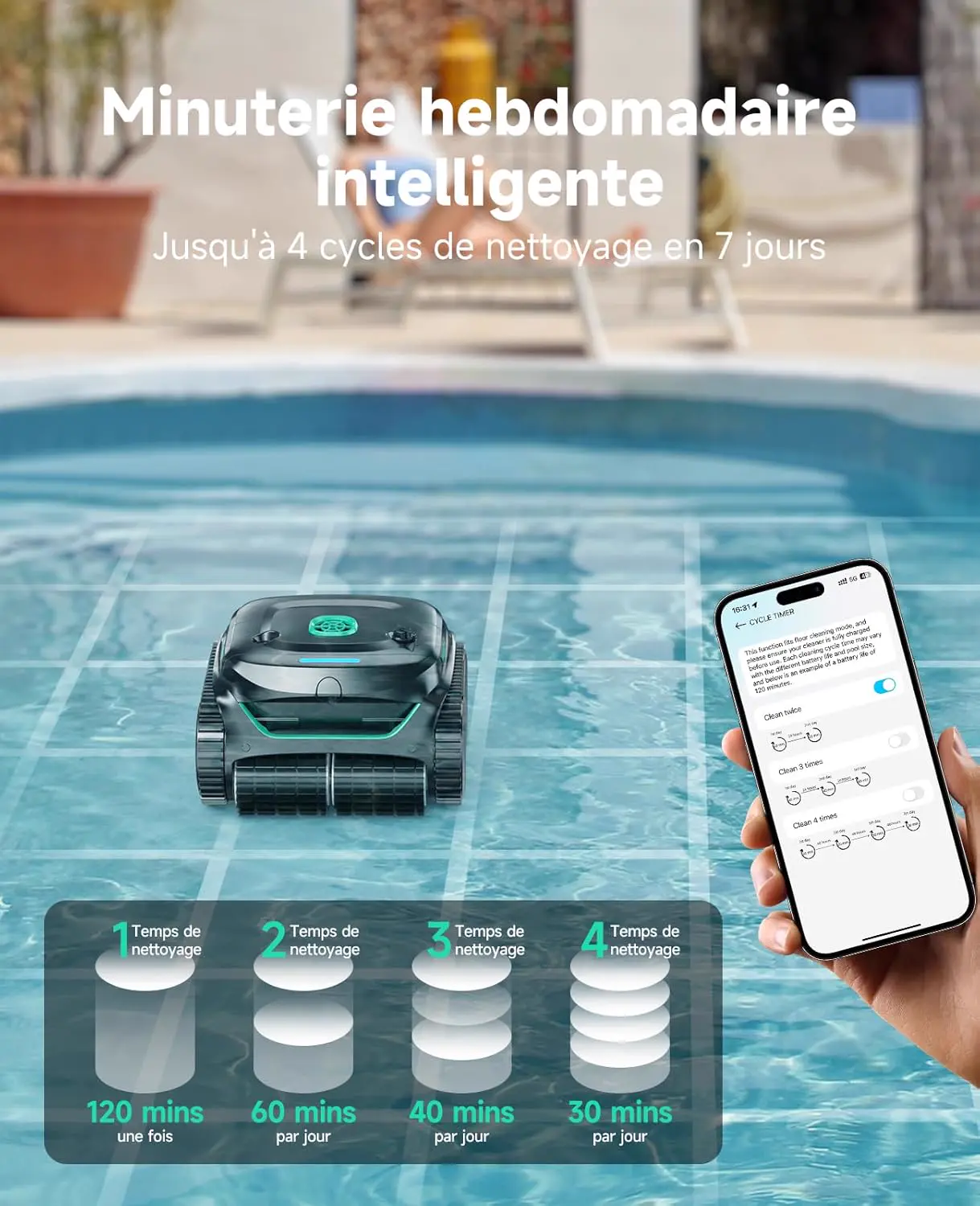 Robot piscine noir vue 9