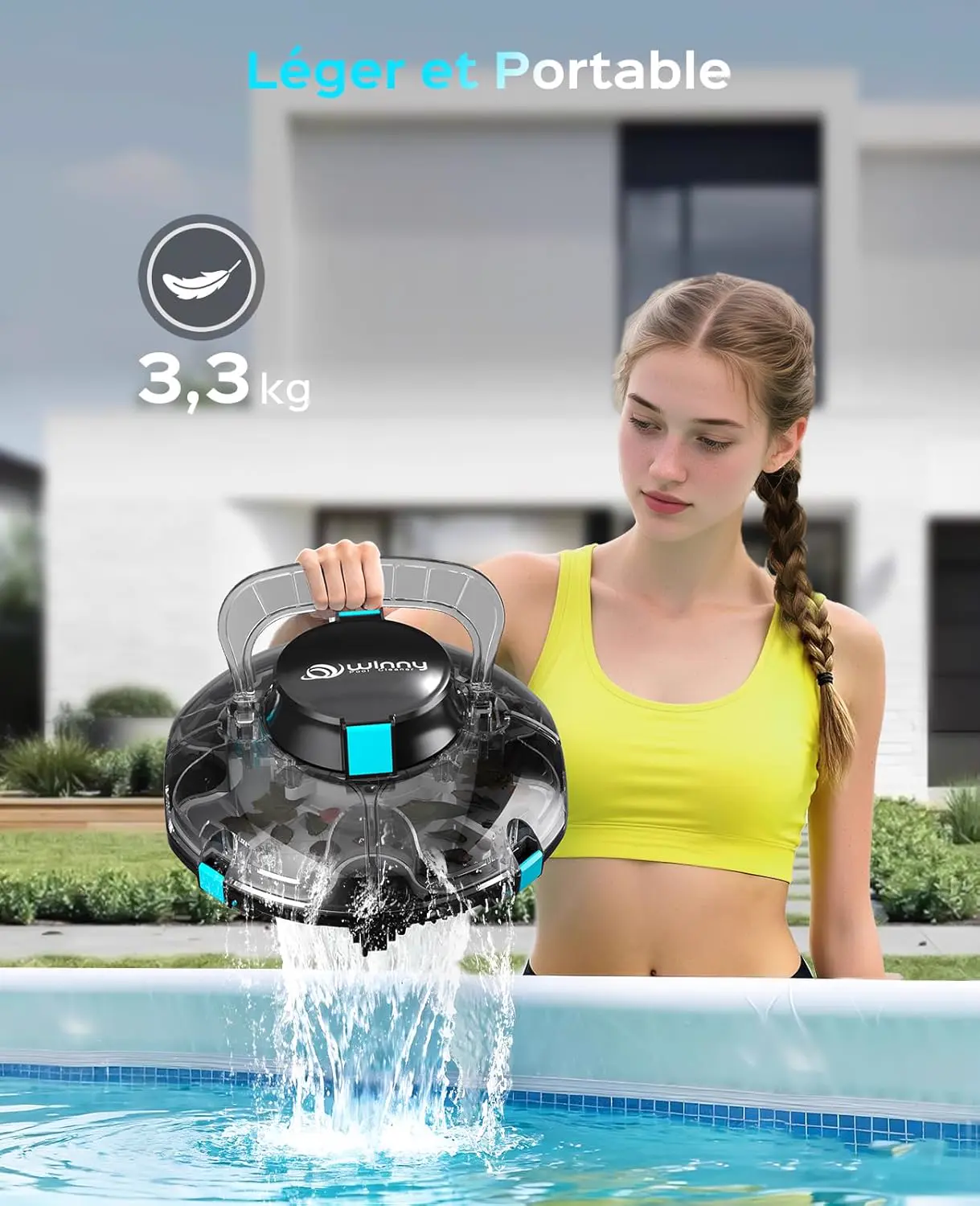 Robot piscine noir 60 m² vue 7