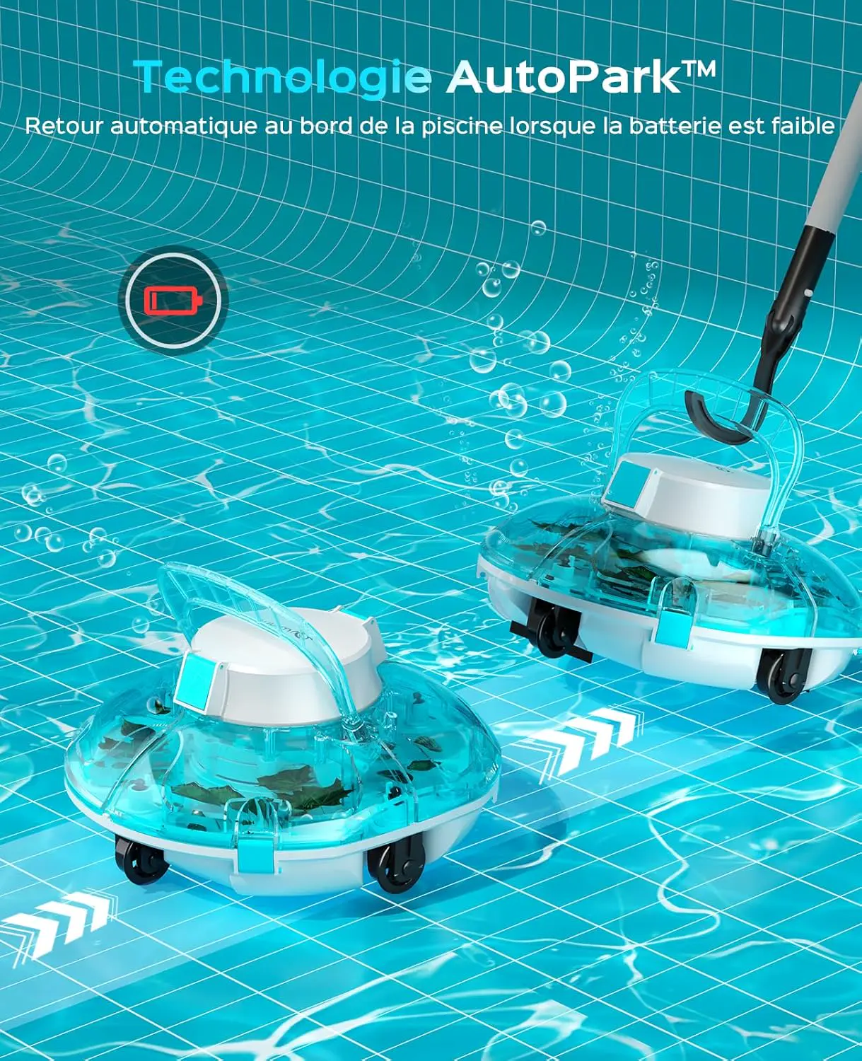 Robot piscine bleu vue 4