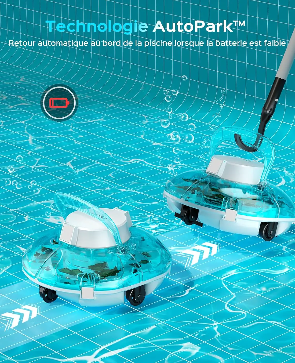 Robot piscine blanc vue 4
