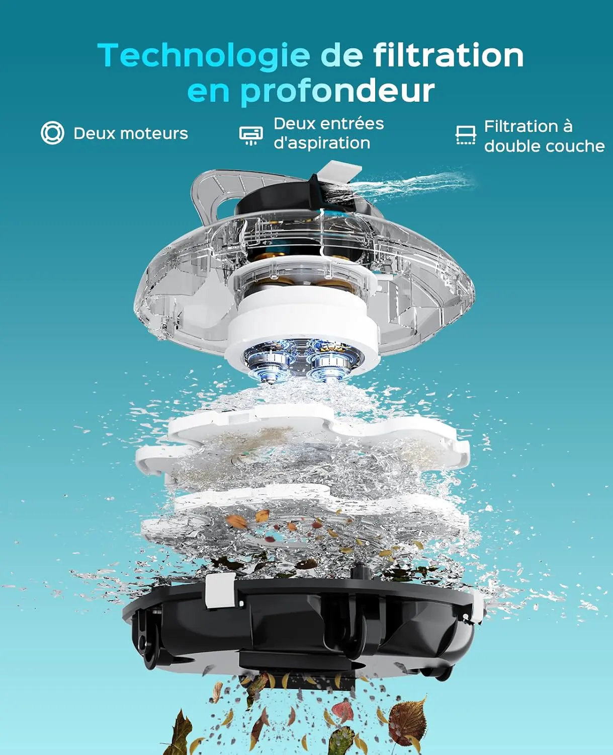 Robot piscine sable vue 3
