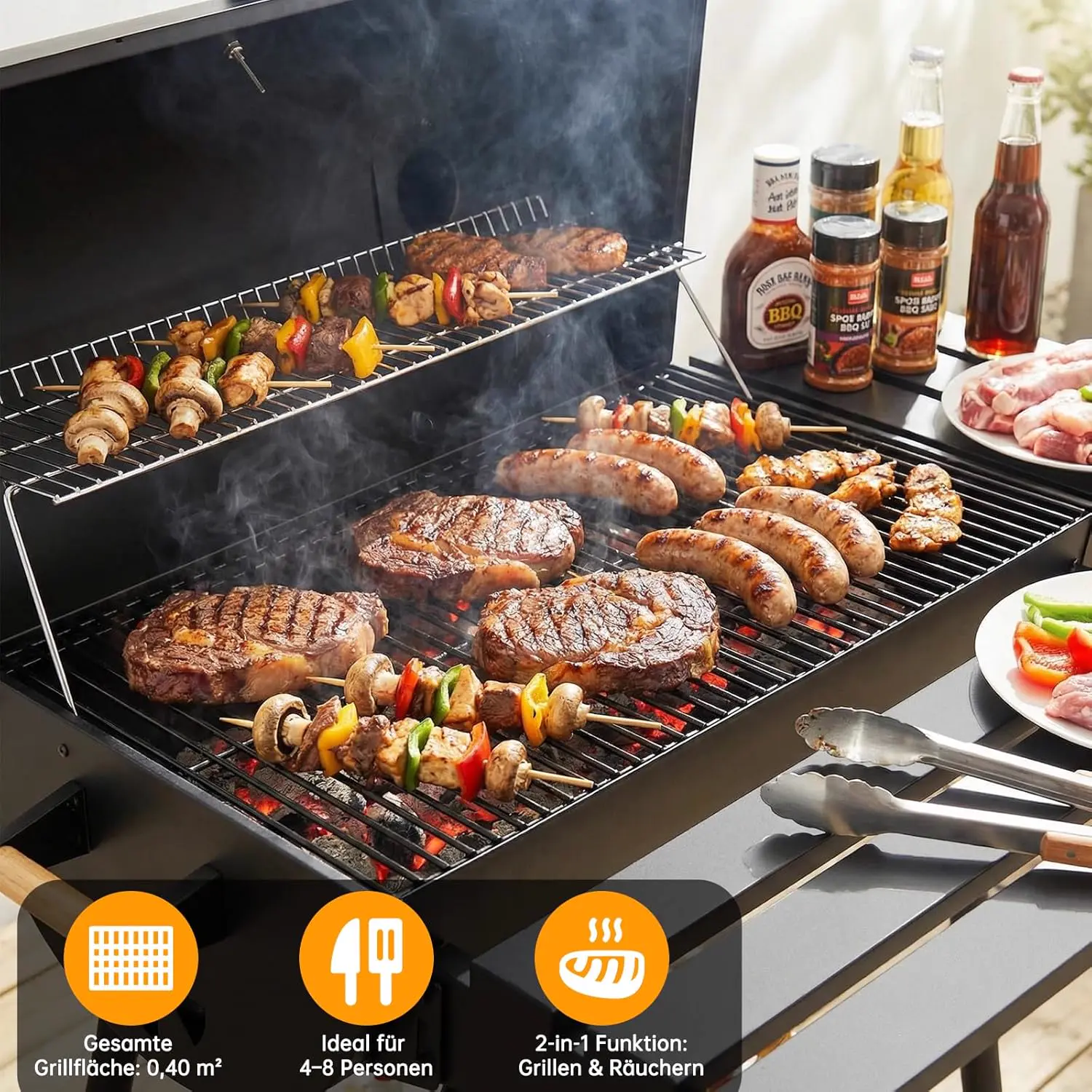 Barbecue à charbon 8 places en bois vue 5