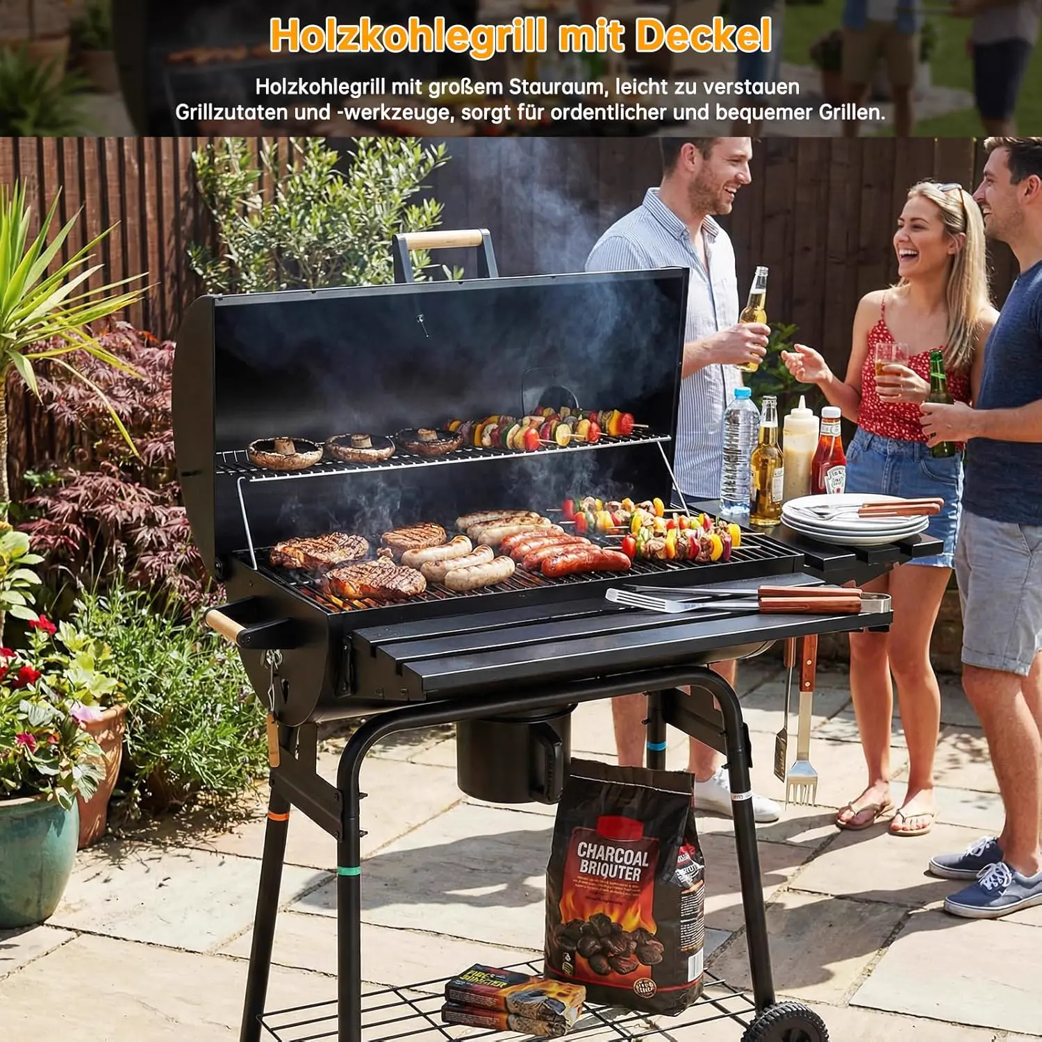 Barbecue à charbon 8 places en bois vue 6