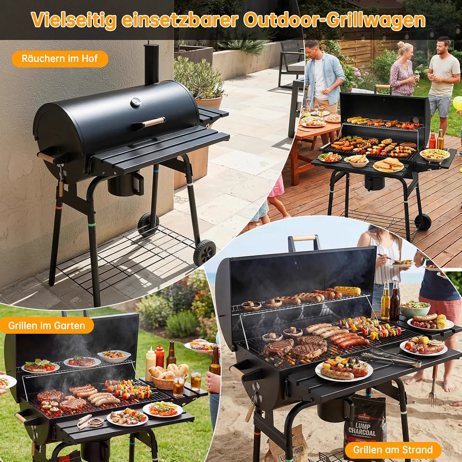 Barbecue à charbon 8 places en bois vue 8