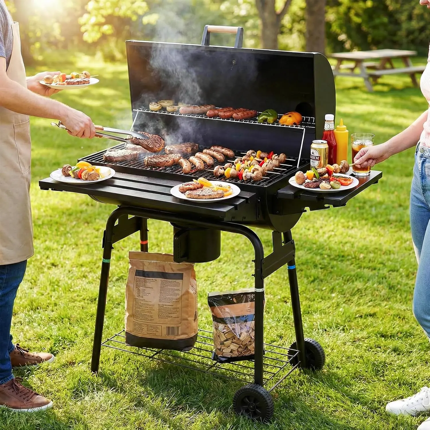 Barbecue à charbon 8 places en bois vue 9