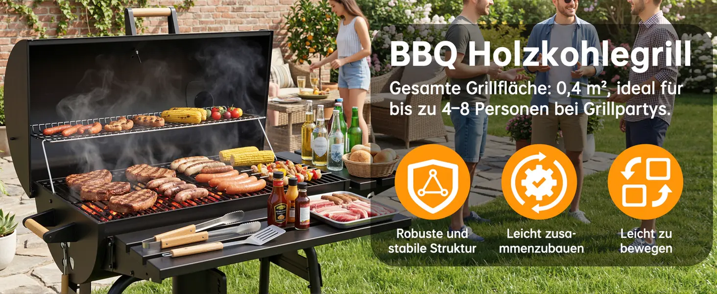 Barbecue à charbon 8 places en bois — contenu détaillé 2