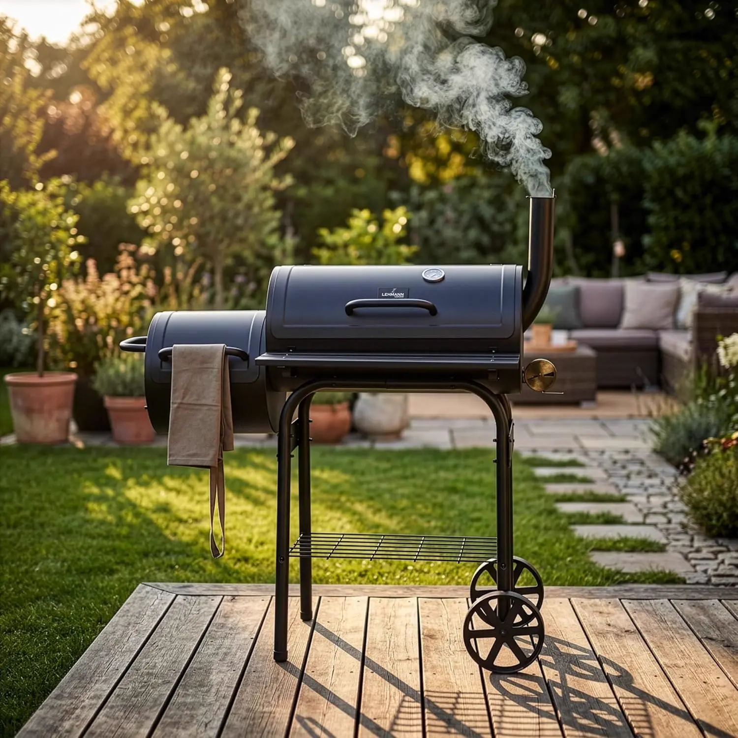 Barbecue à charbon en bois vue 2