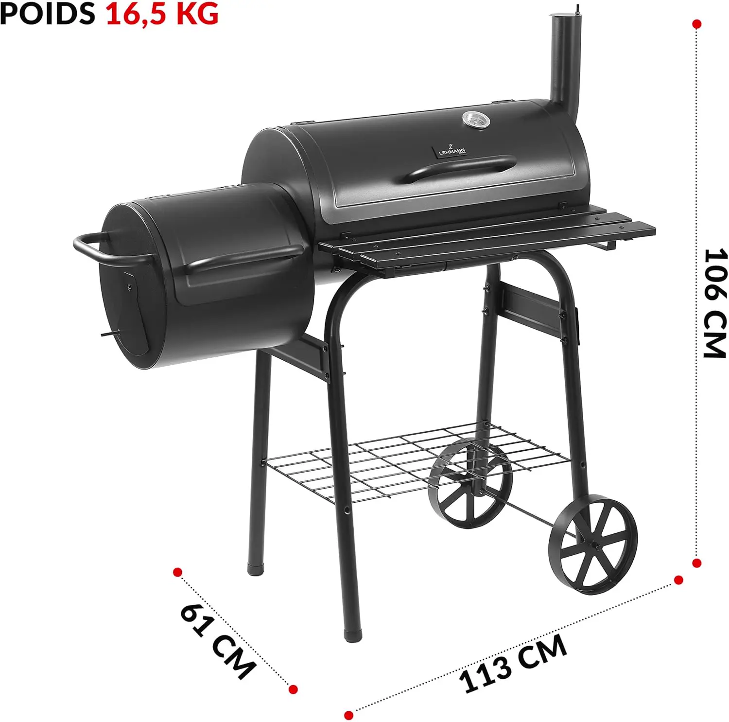 Barbecue à charbon en bois vue 3