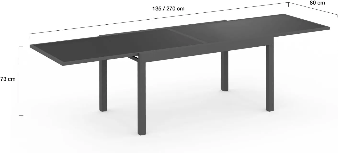Table de jardin 12 places en aluminium gris 5x5 m vue 3