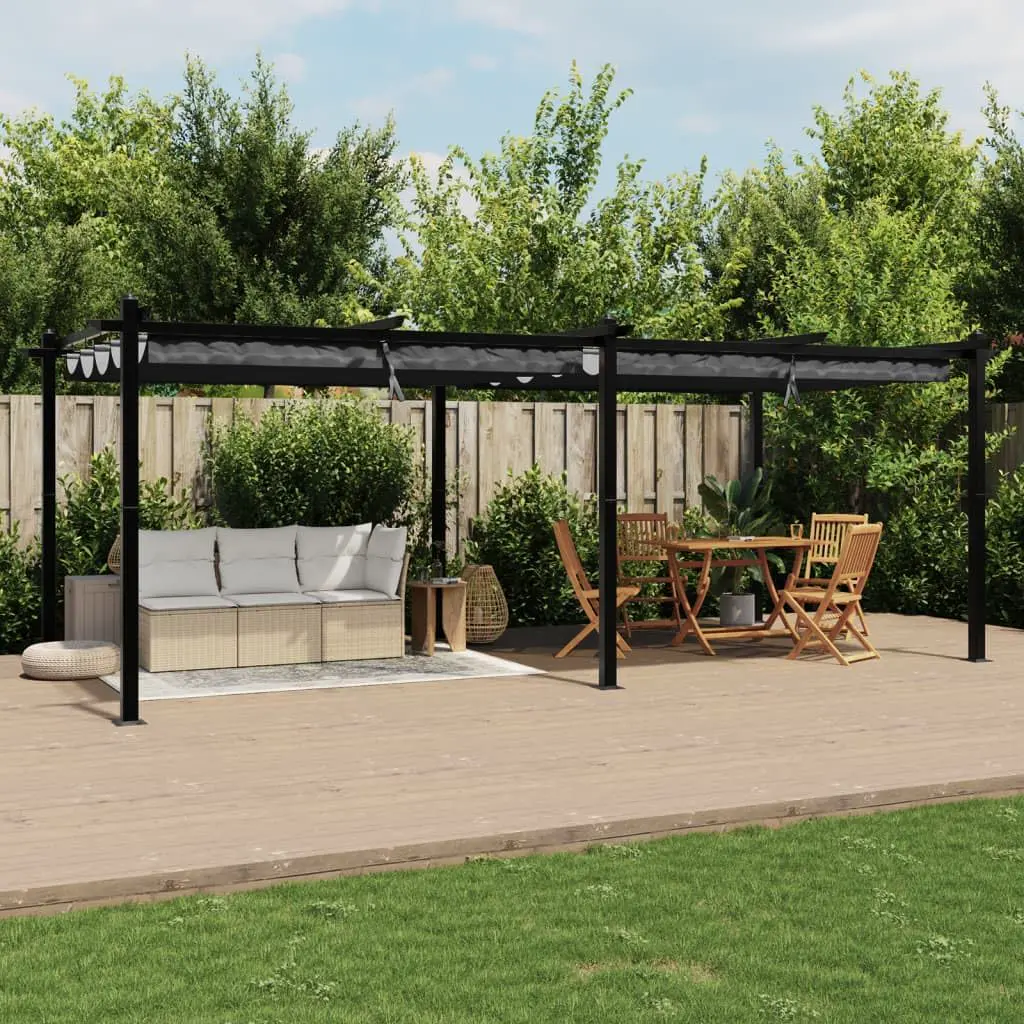 Pergola en aluminium anthracite 3x6 m rétractable vue 2