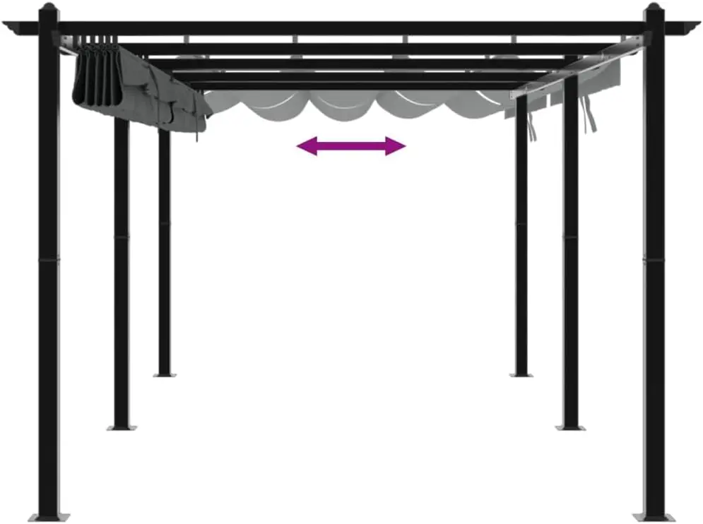 Pergola en aluminium anthracite 3x6 m rétractable vue 7