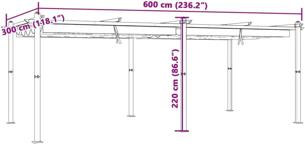 Pergola en aluminium anthracite 3x6 m rétractable vue 9