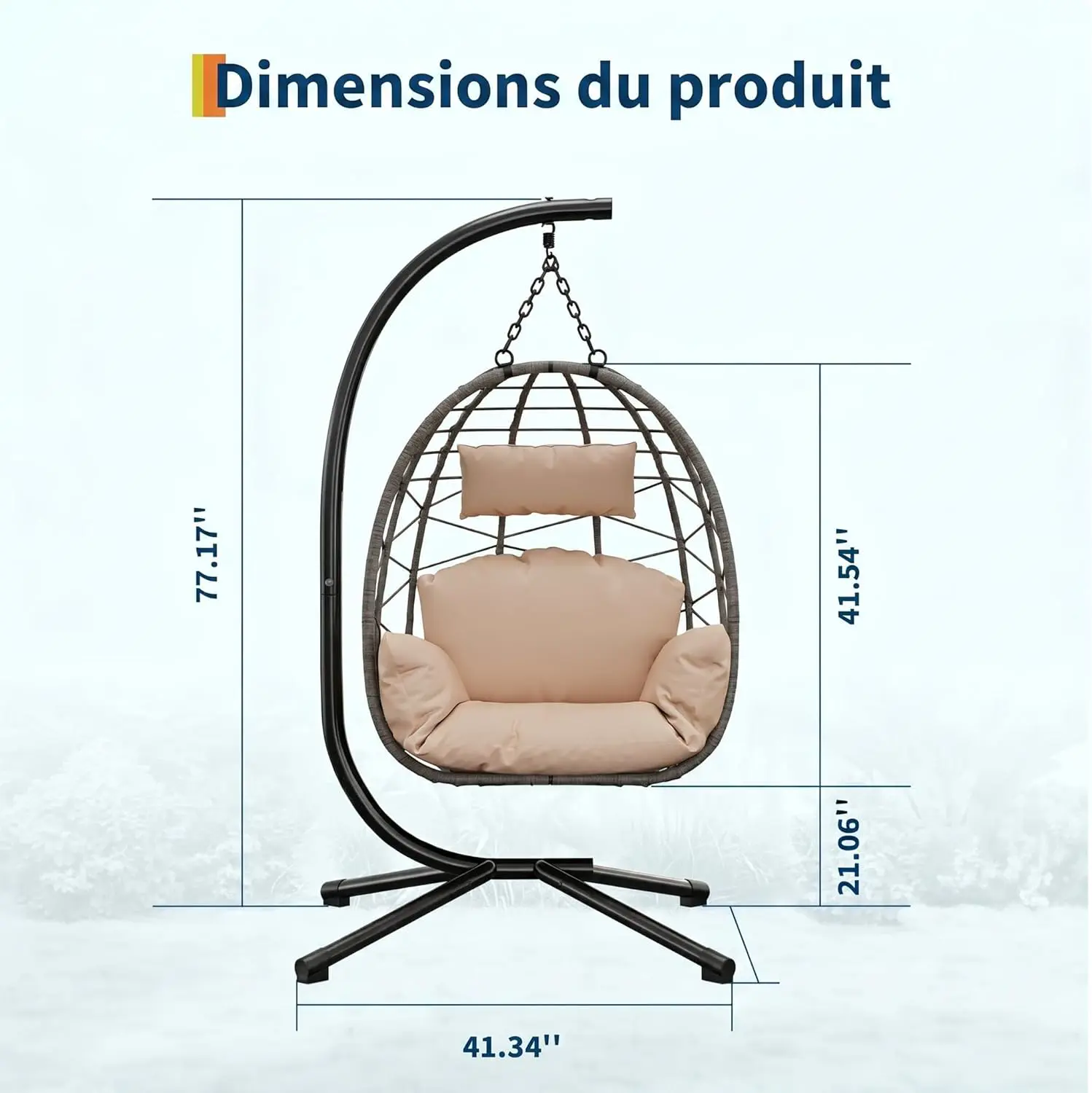 Fauteuils suspendus en rotin beige vue 7