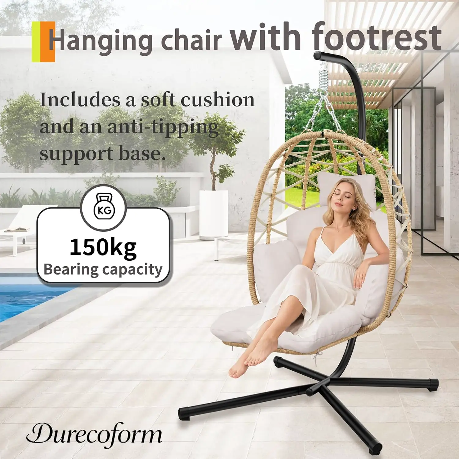 Fauteuils suspendus gris vue 2