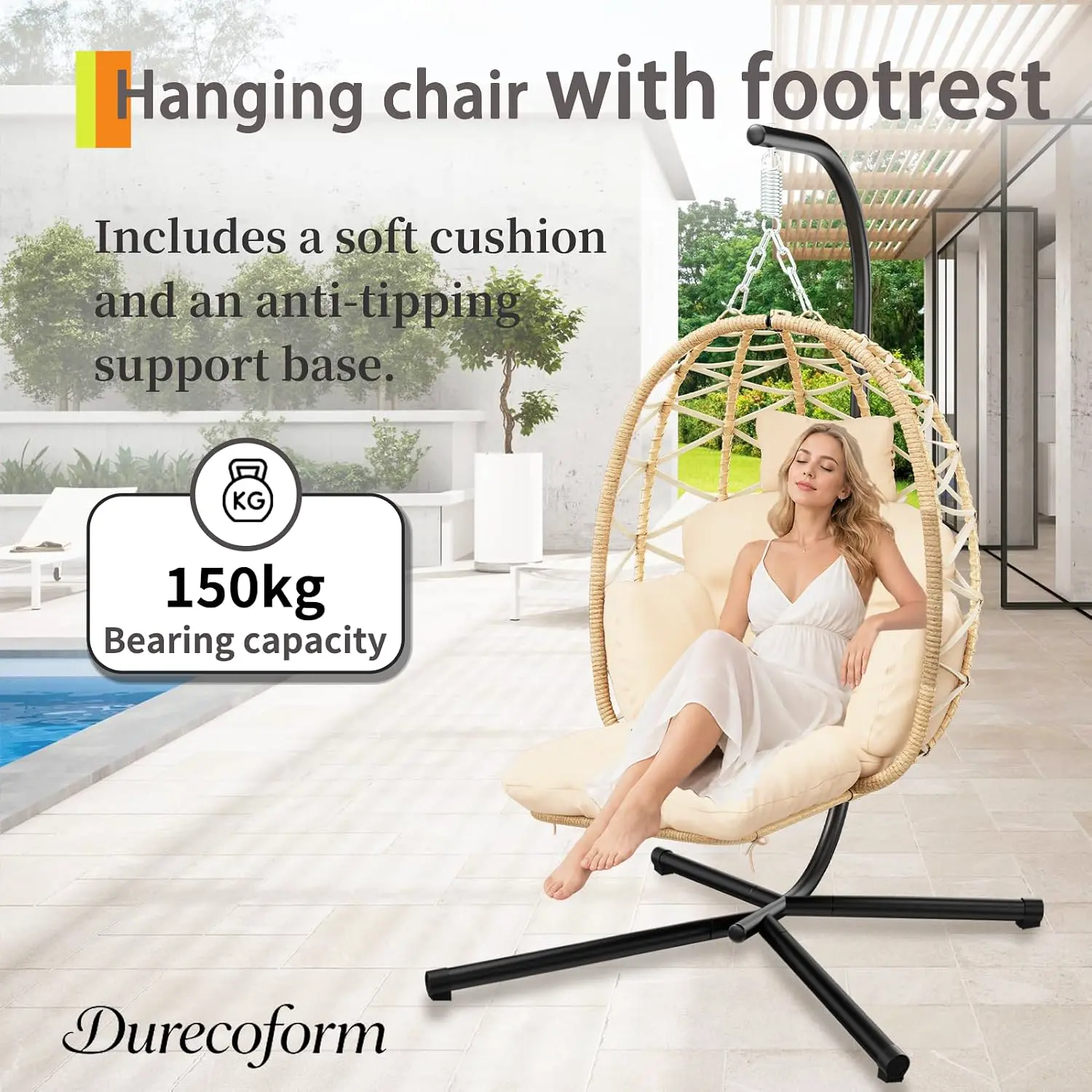 Fauteuils suspendus beige vue 2
