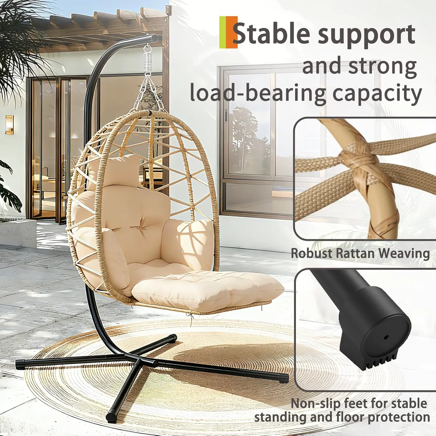 Fauteuils suspendus beige vue 4
