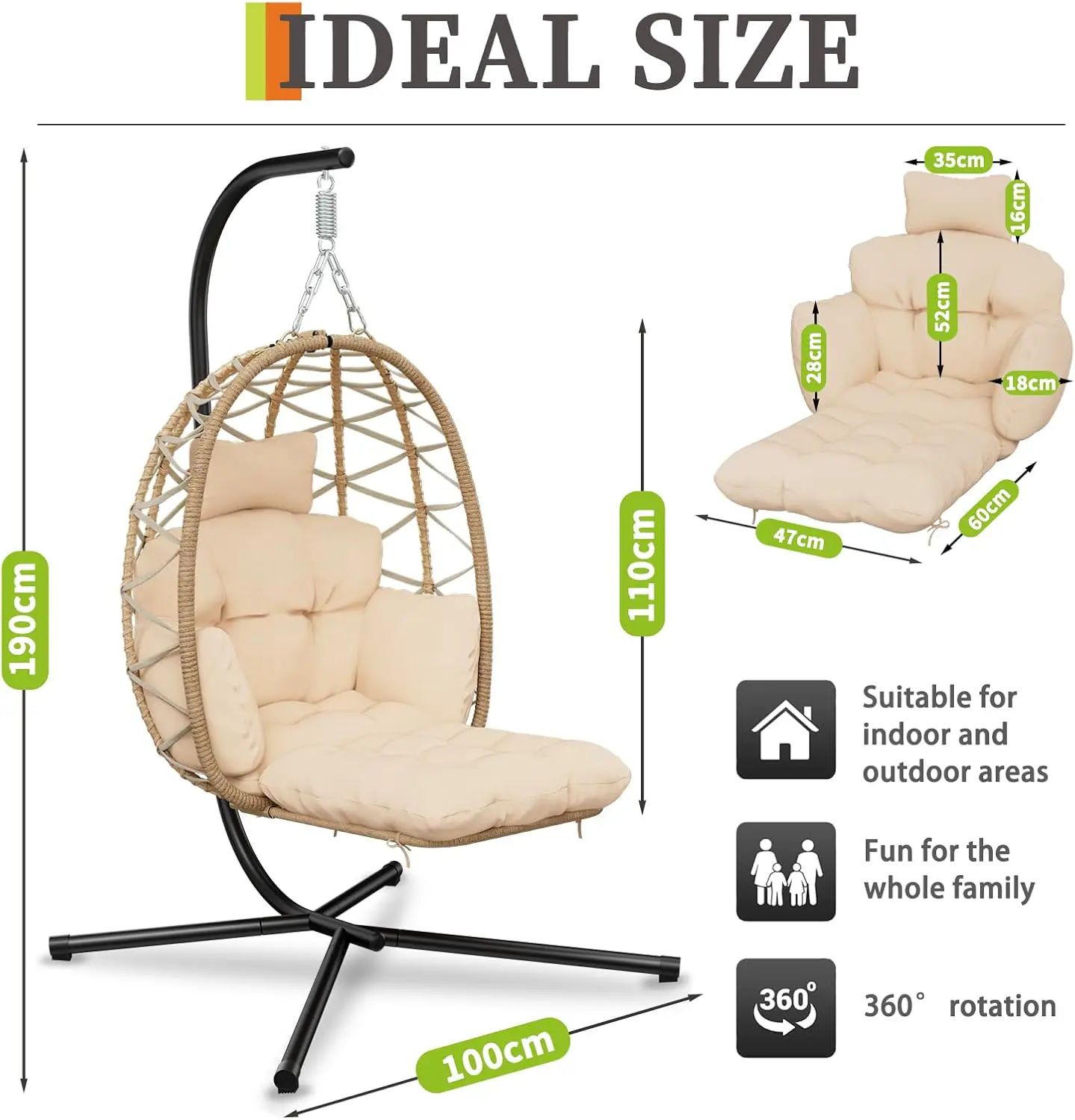 Fauteuils suspendus beige vue 7