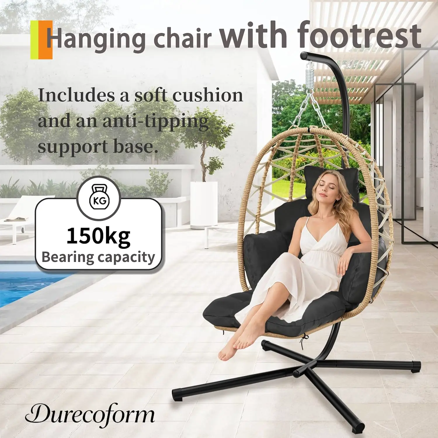 Fauteuils suspendus beige vue 2