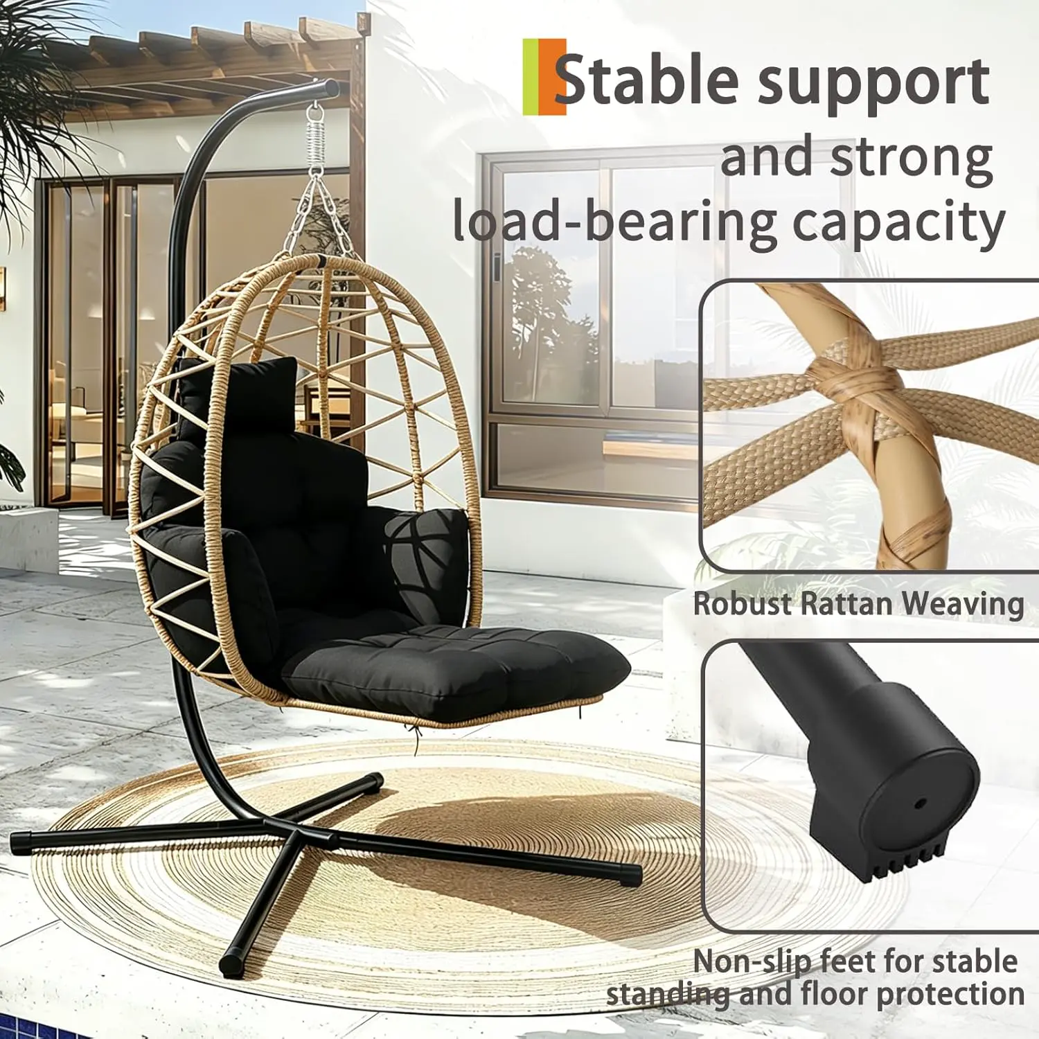 Fauteuils suspendus beige vue 4