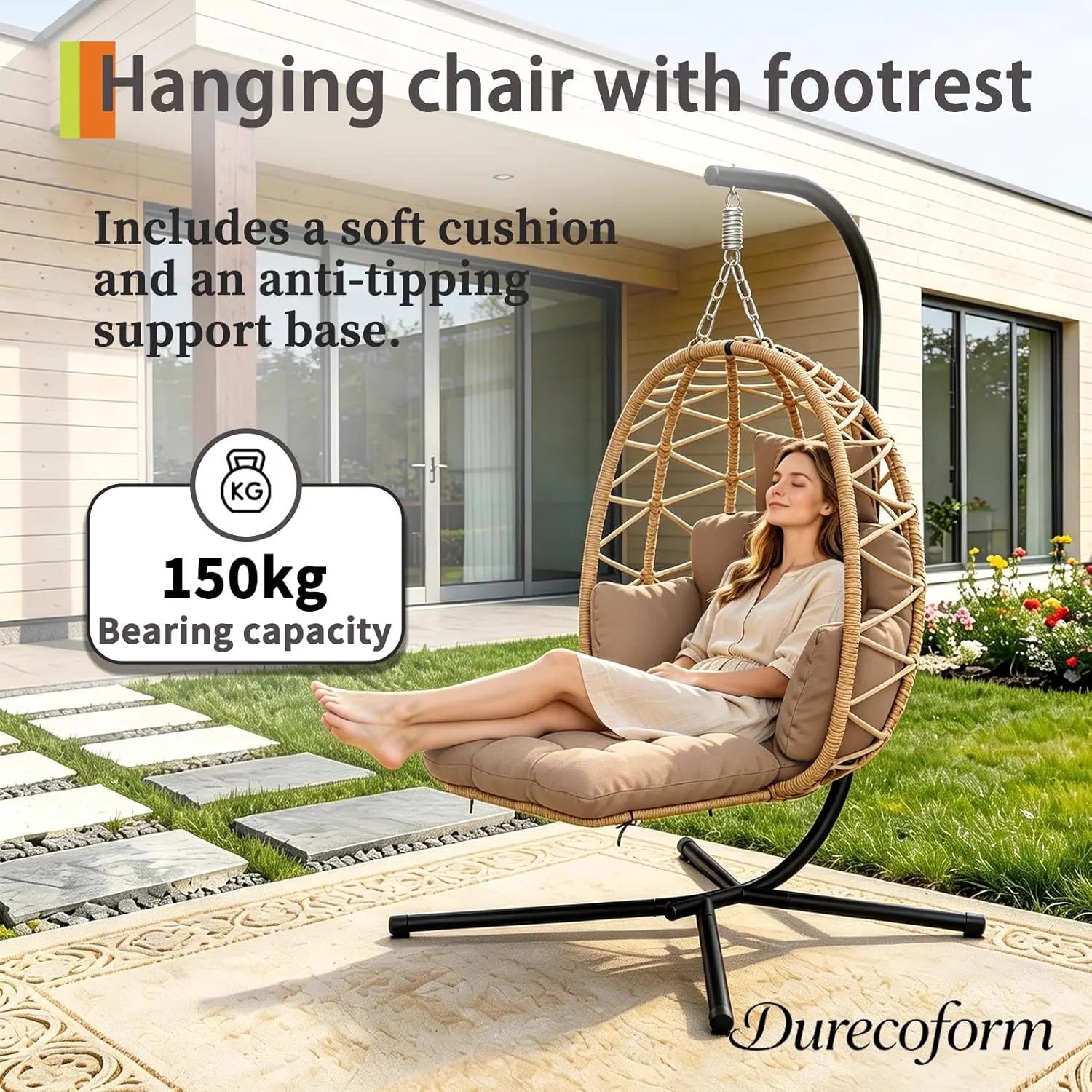 Fauteuils suspendus en rotin vue 2