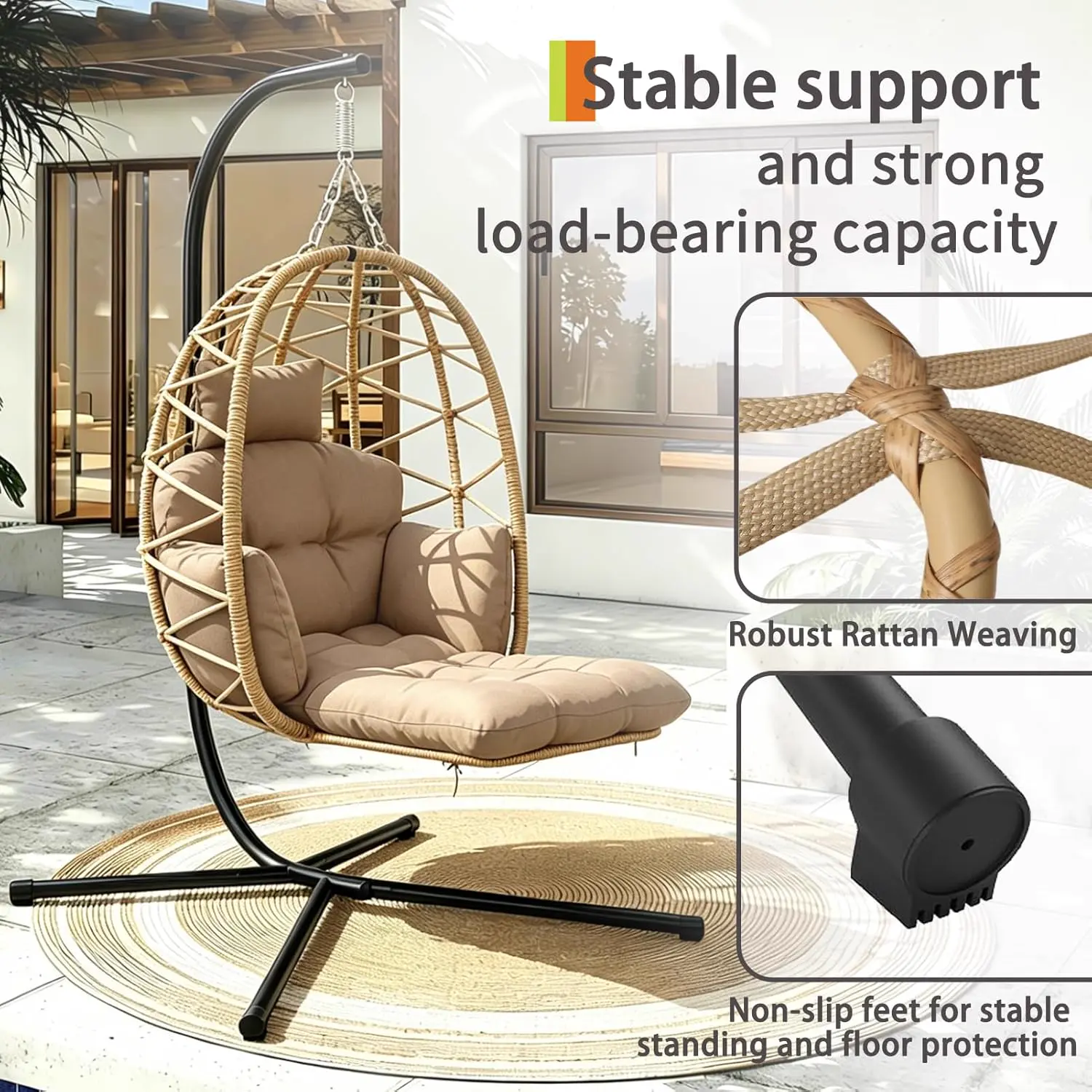 Fauteuils suspendus en rotin vue 4