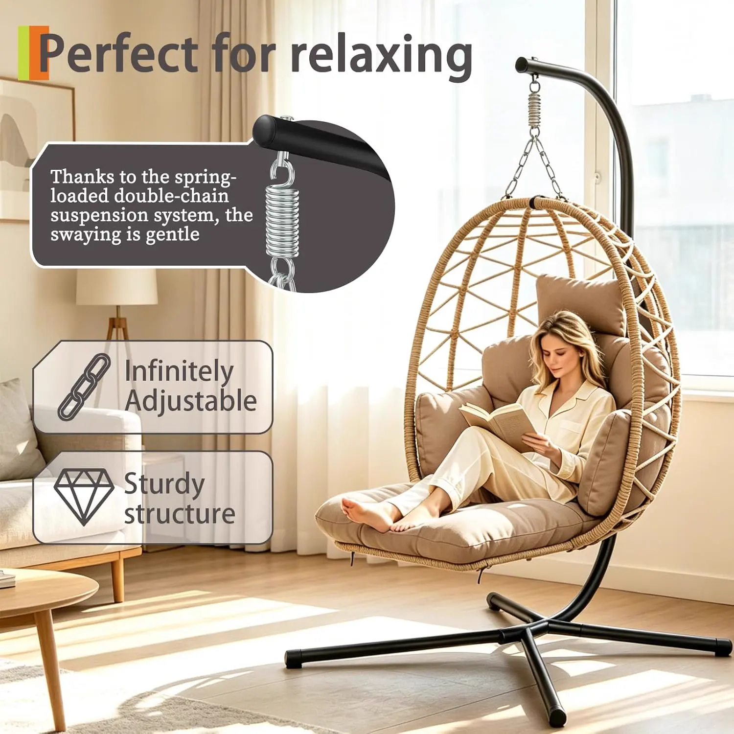 Fauteuils suspendus en rotin vue 5