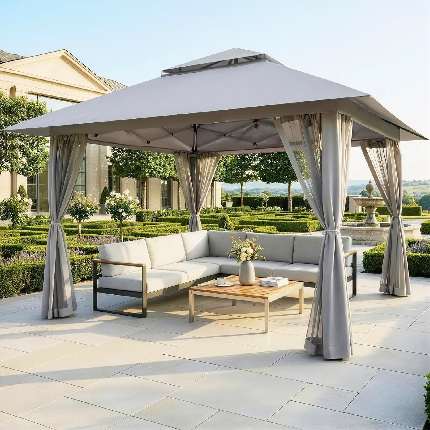 CROWN SHADES Tonnelle de Jardin 4 x 4 m