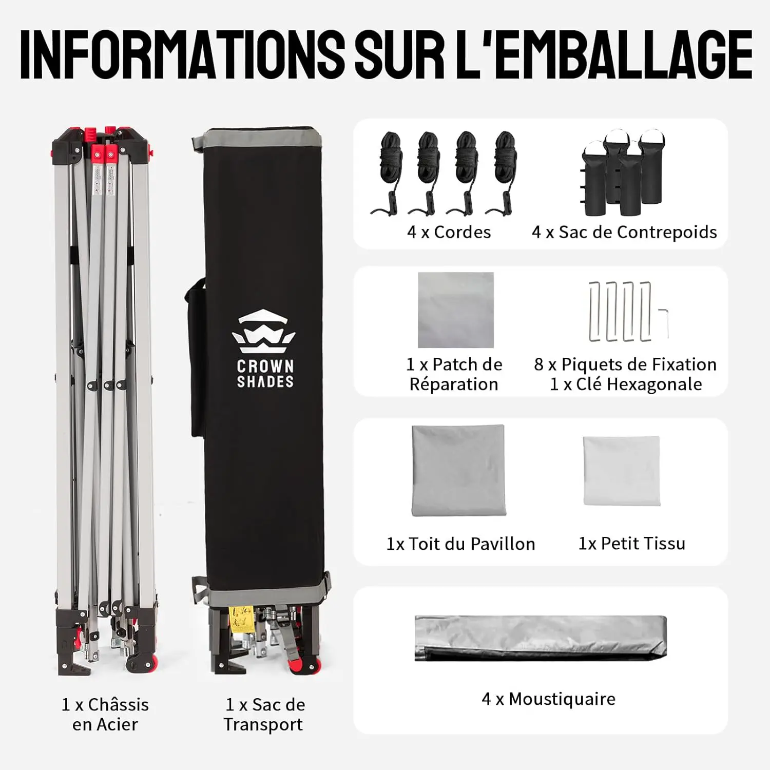 Tonnelle en métal gris 4x4 m vue 8