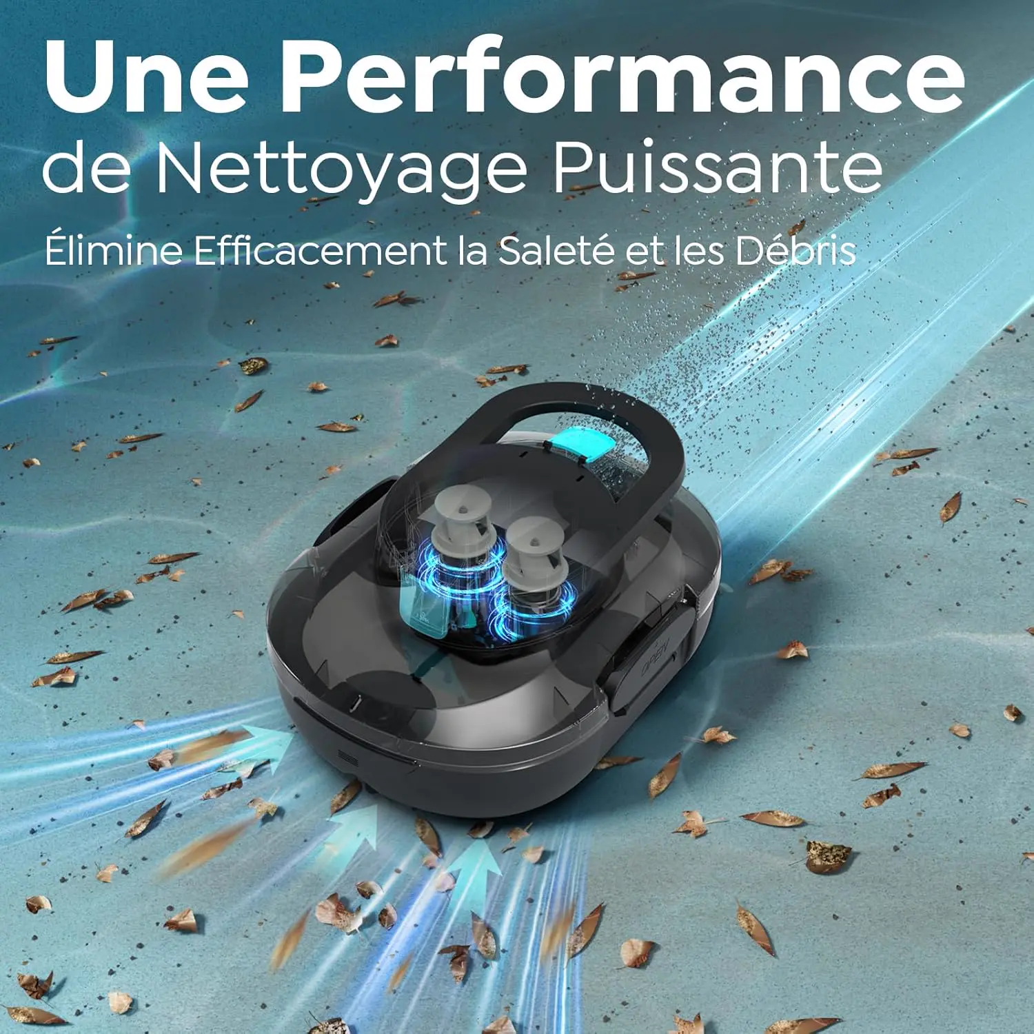 Robot piscine noir 100 m² vue 2