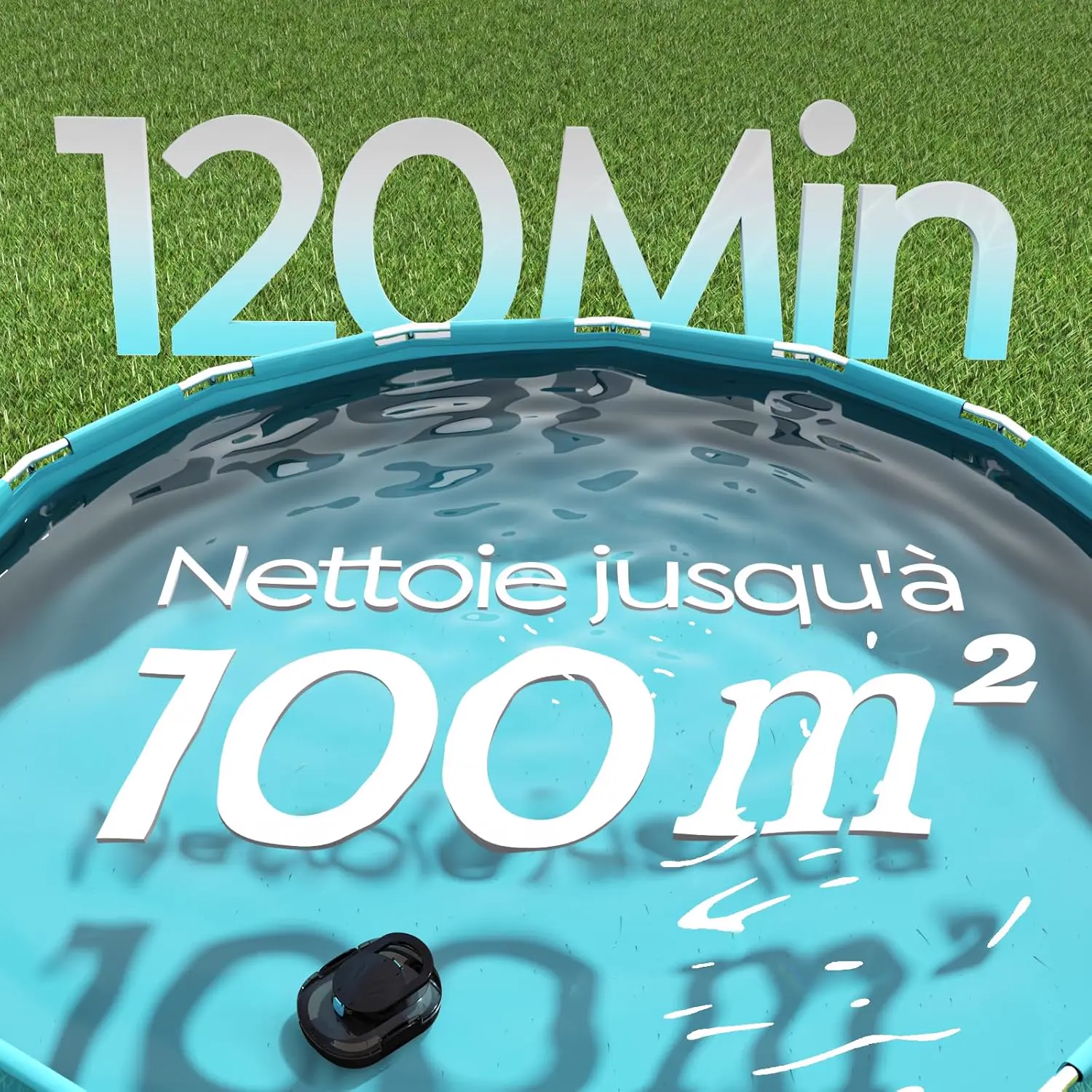 Robot piscine noir 100 m² vue 3