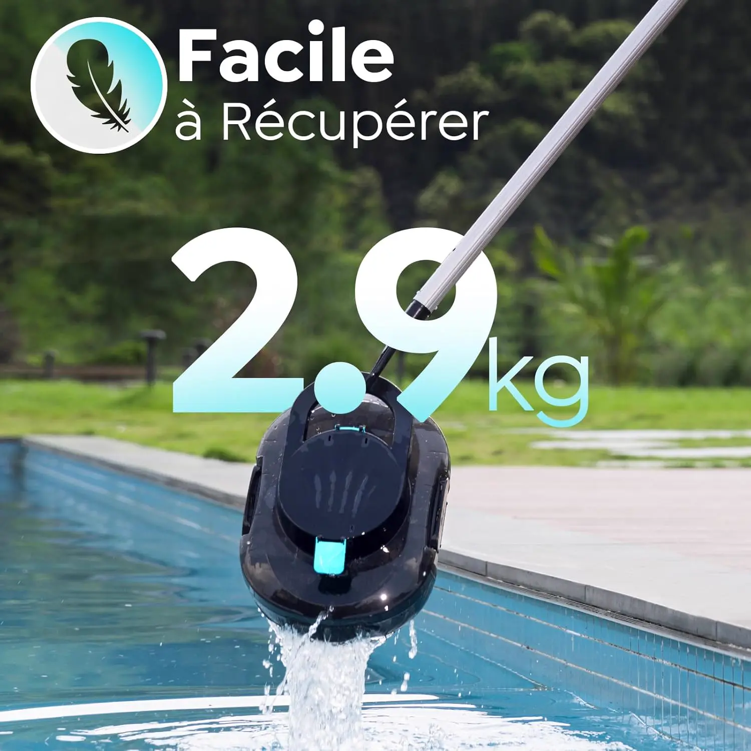 Robot piscine noir 100 m² vue 4
