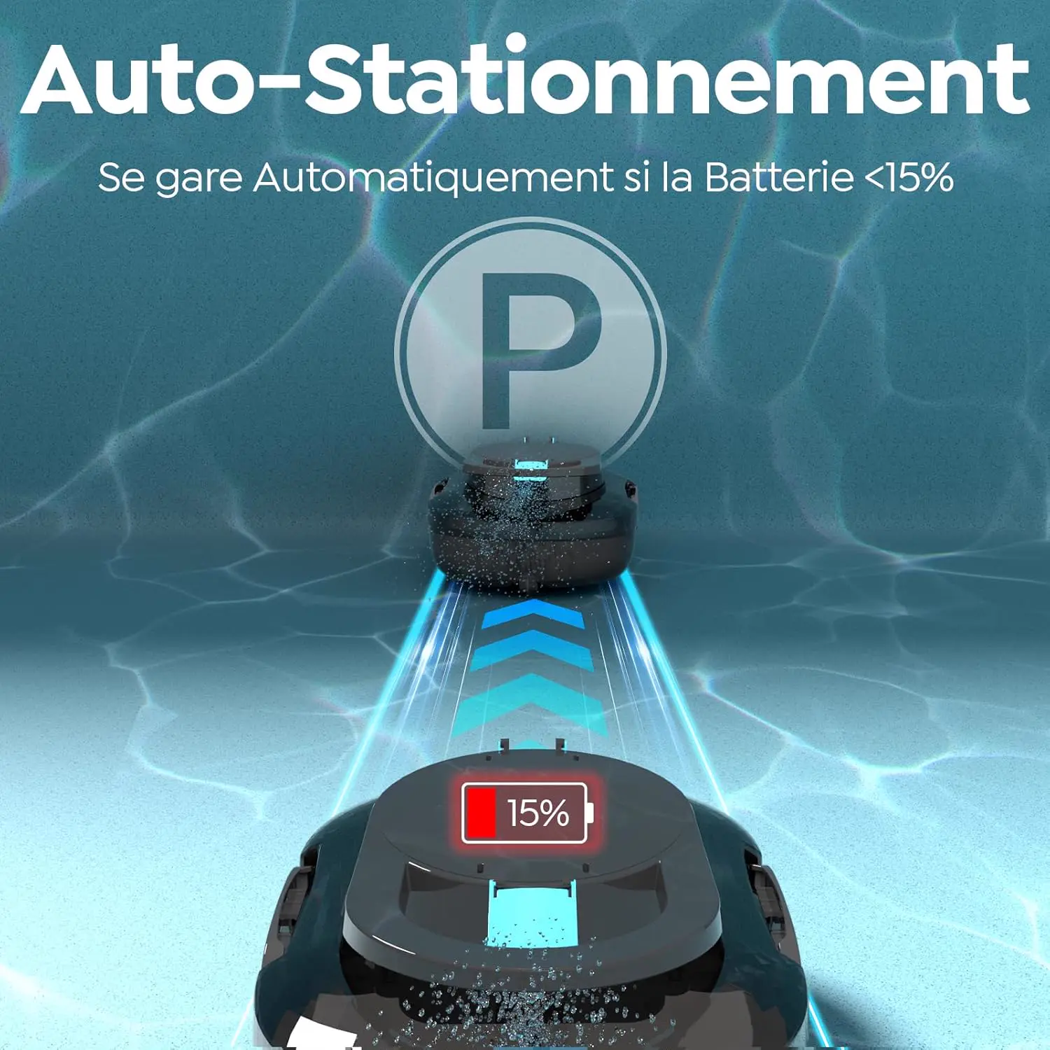 Robot piscine noir 100 m² vue 5
