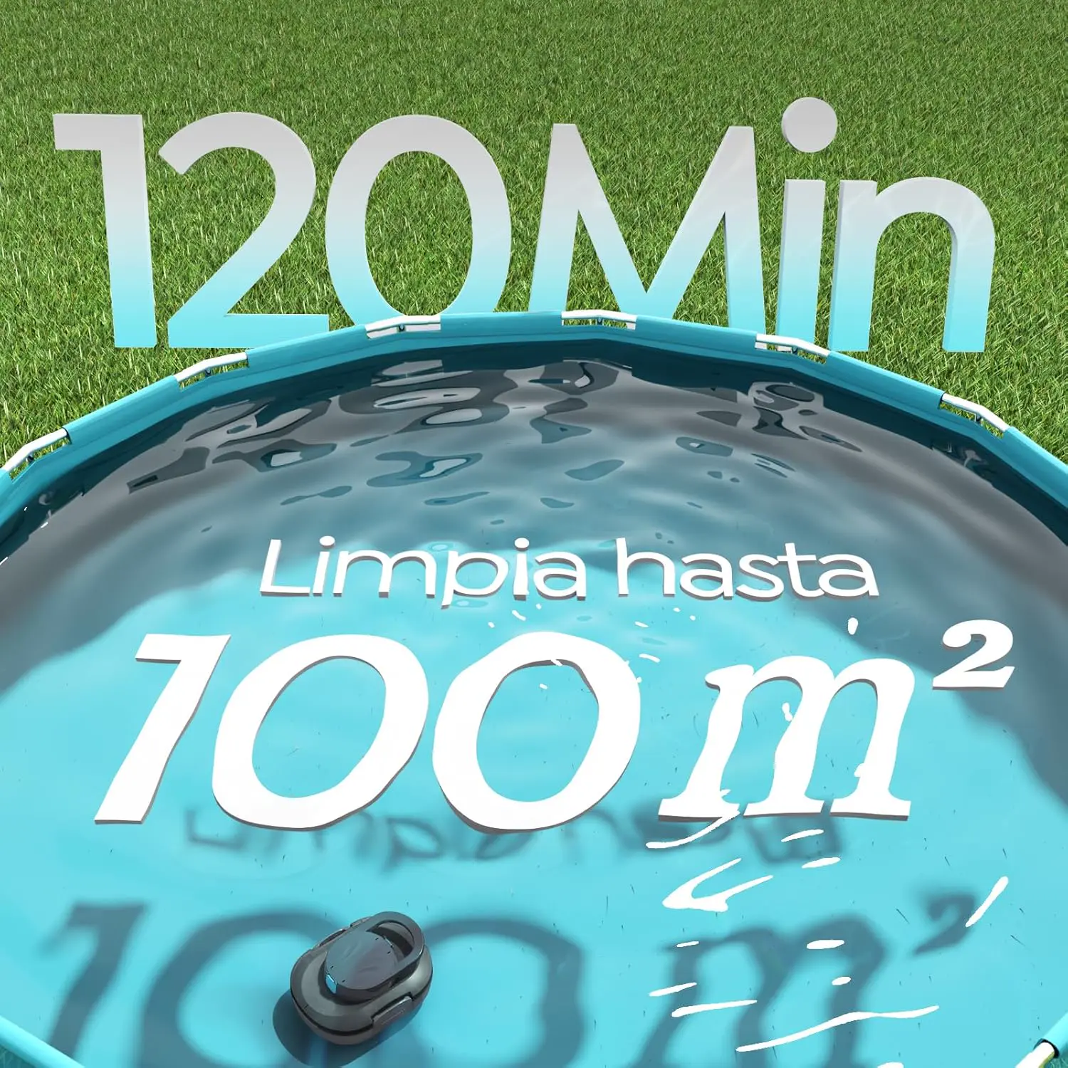 Robot piscine gris vue 3