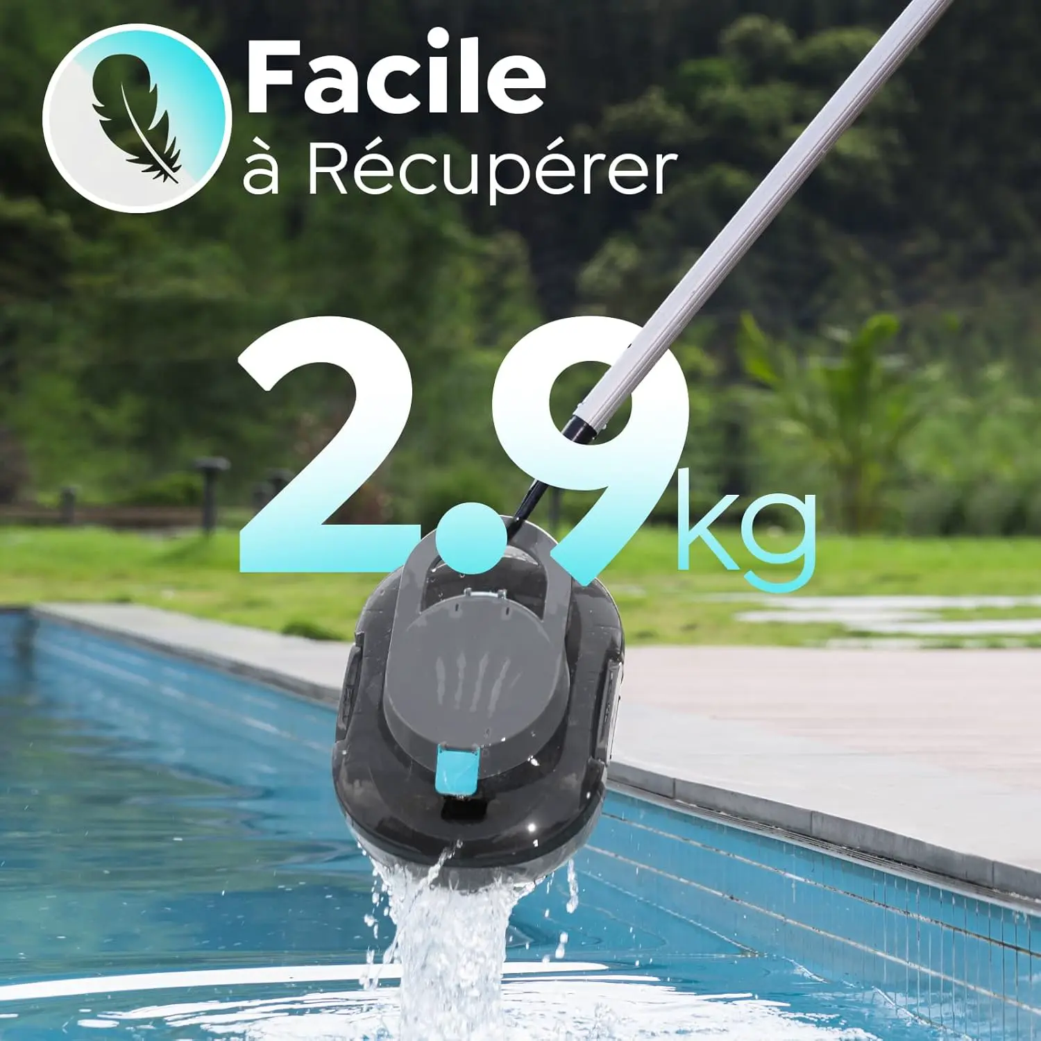 Robot piscine gris vue 4