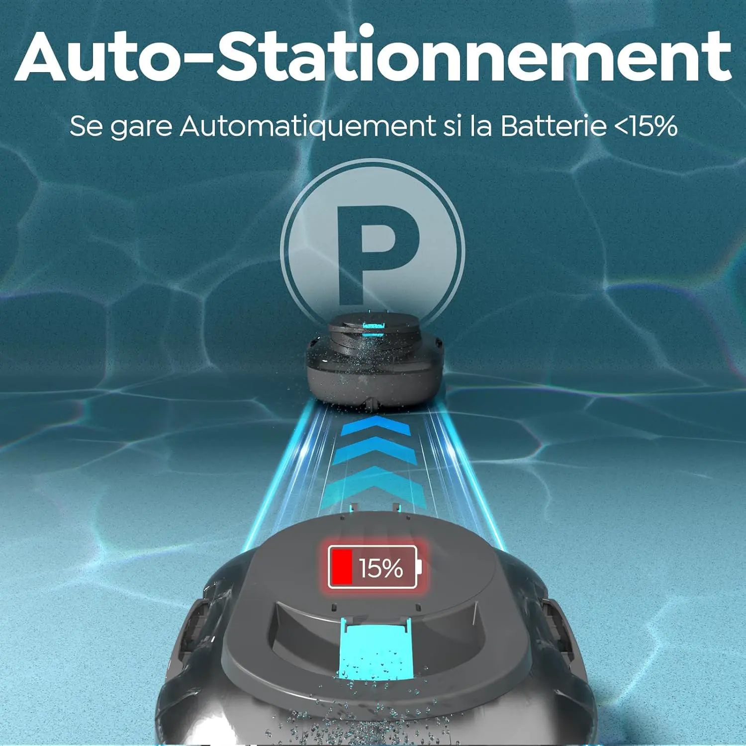 Robot piscine gris vue 5