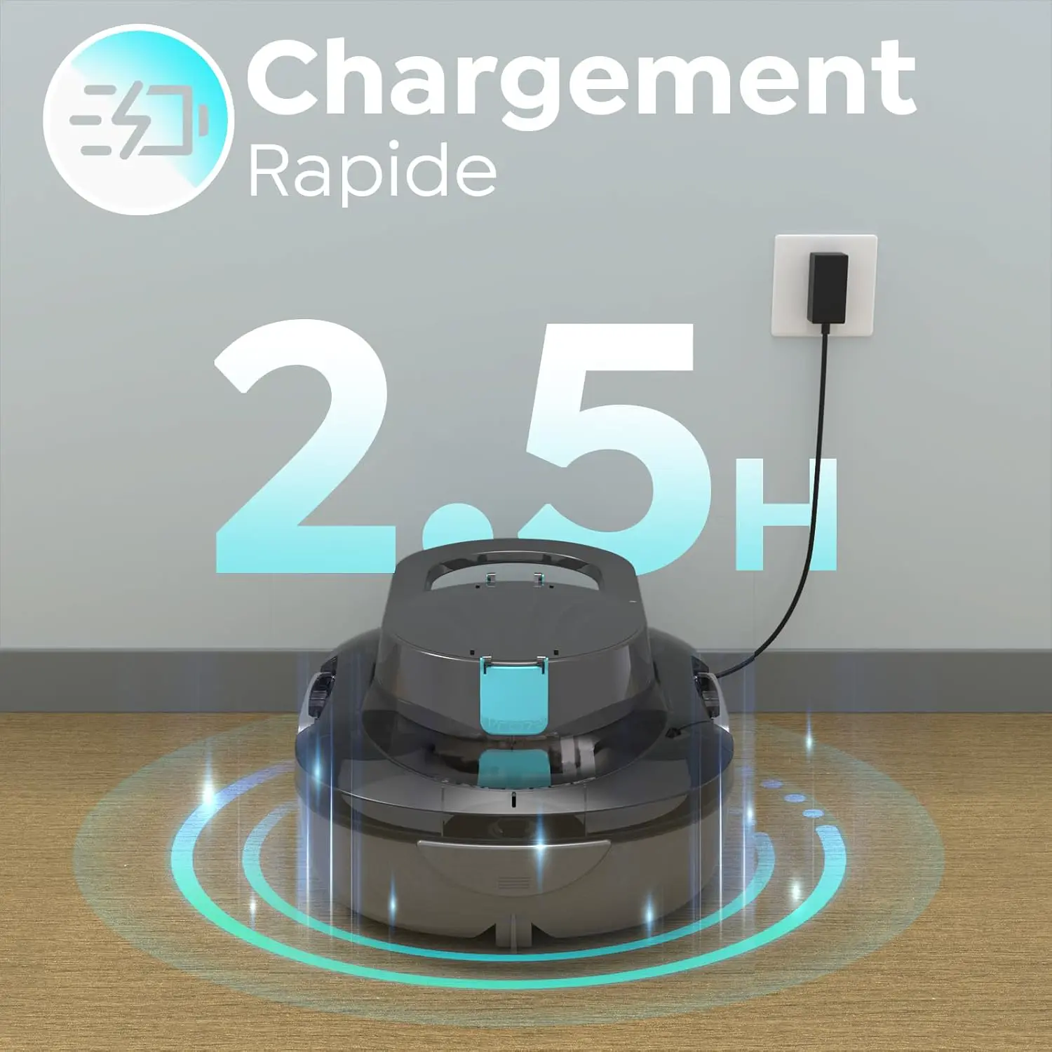 Robot piscine gris vue 8