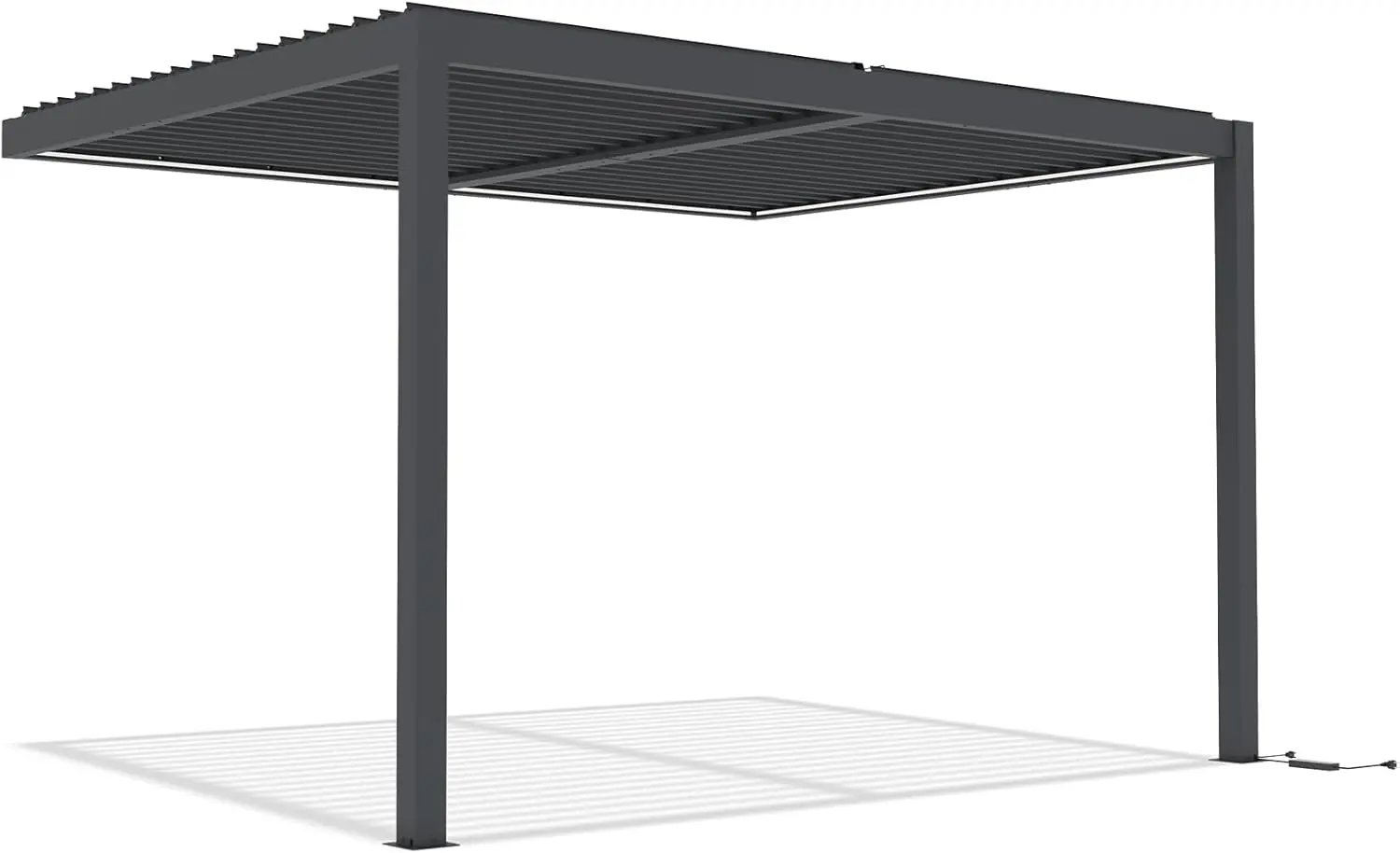 Pergola en aluminium gris 3,9x3 m adossée motorisée vue 6