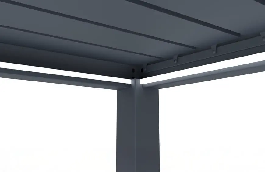 Pergola en aluminium gris 3,9x3 m adossée motorisée vue 8