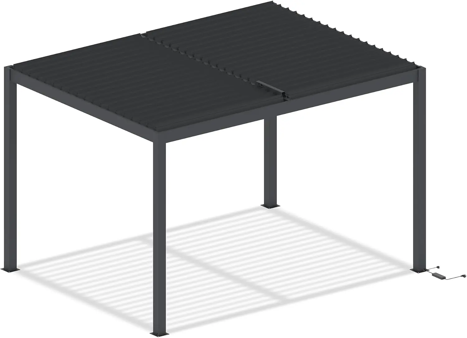 Pergola en aluminium gris 4x3 m autoportée motorisée vue 9