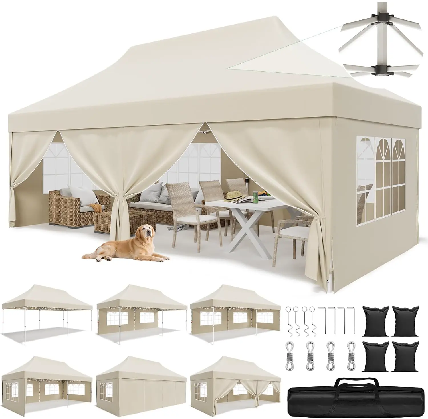 JUMMICO Tonnelle 3x6 Pliante avec 10cm de Hauteur Intérieure