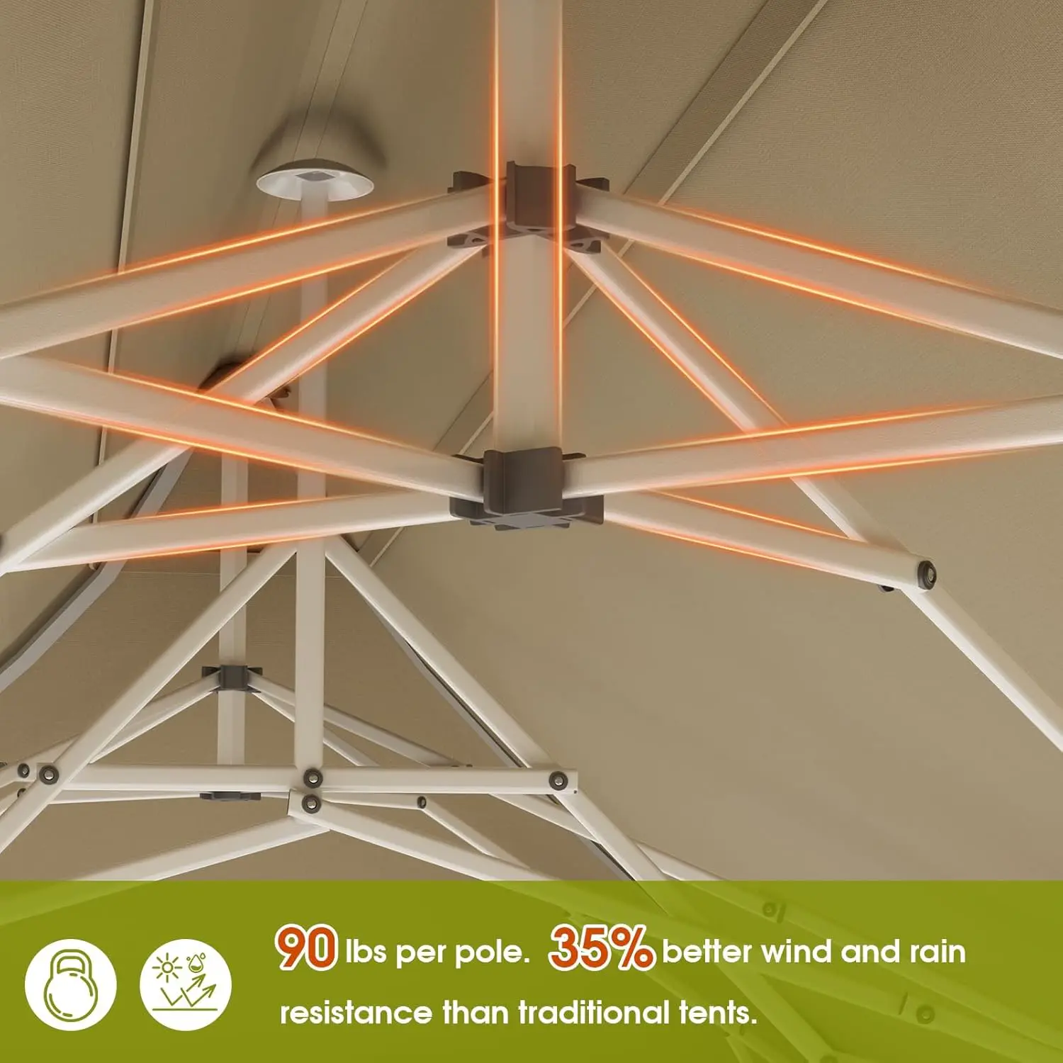 Tonnelle beige 3x3 m vue 2