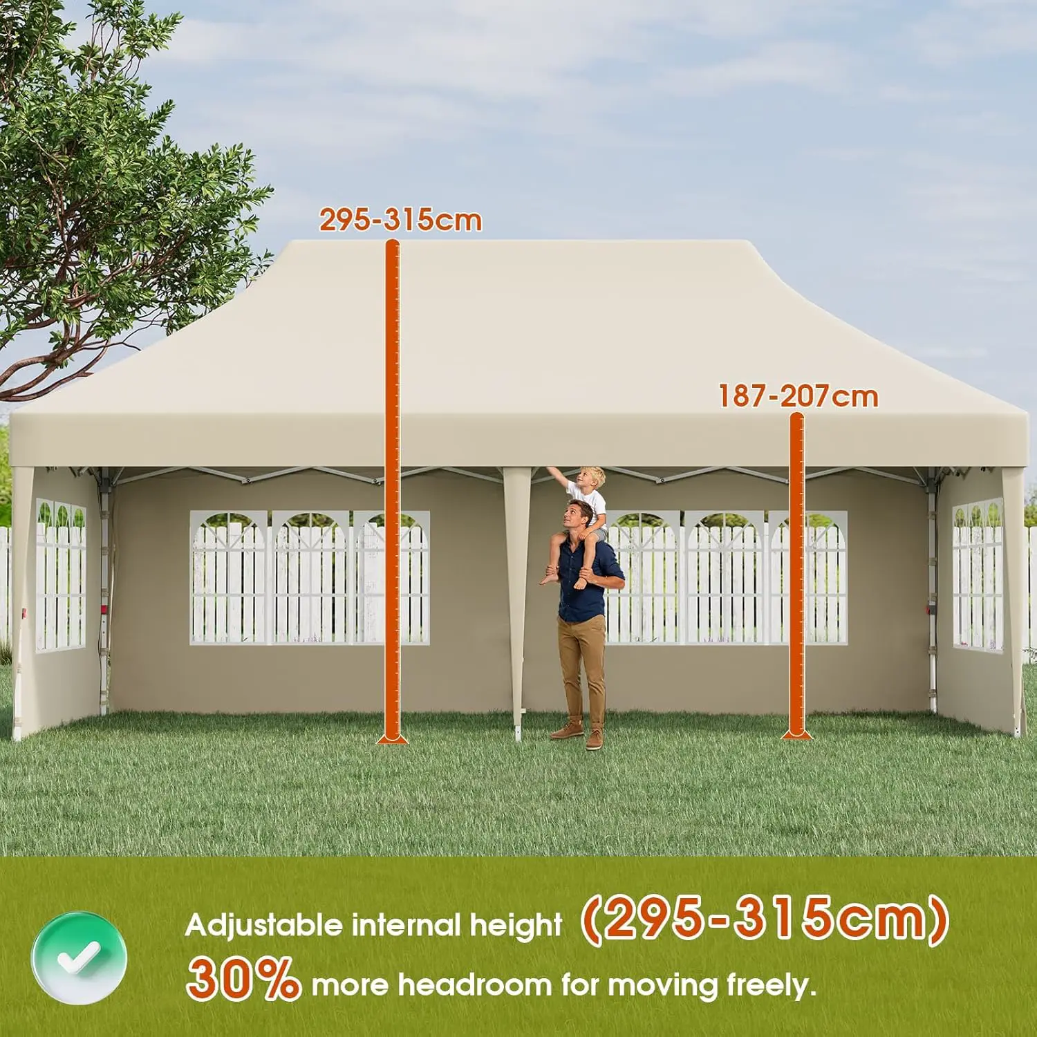 Tonnelle beige 3x3 m vue 3