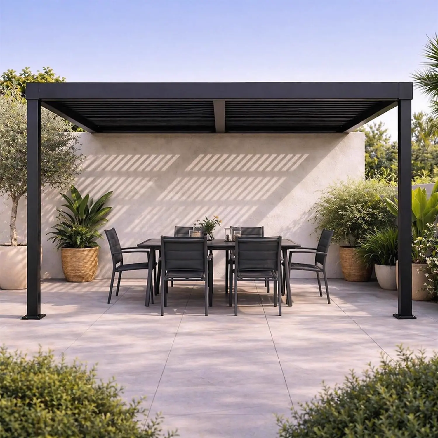 Pergola en aluminium noir 3x2,3 m vue 2